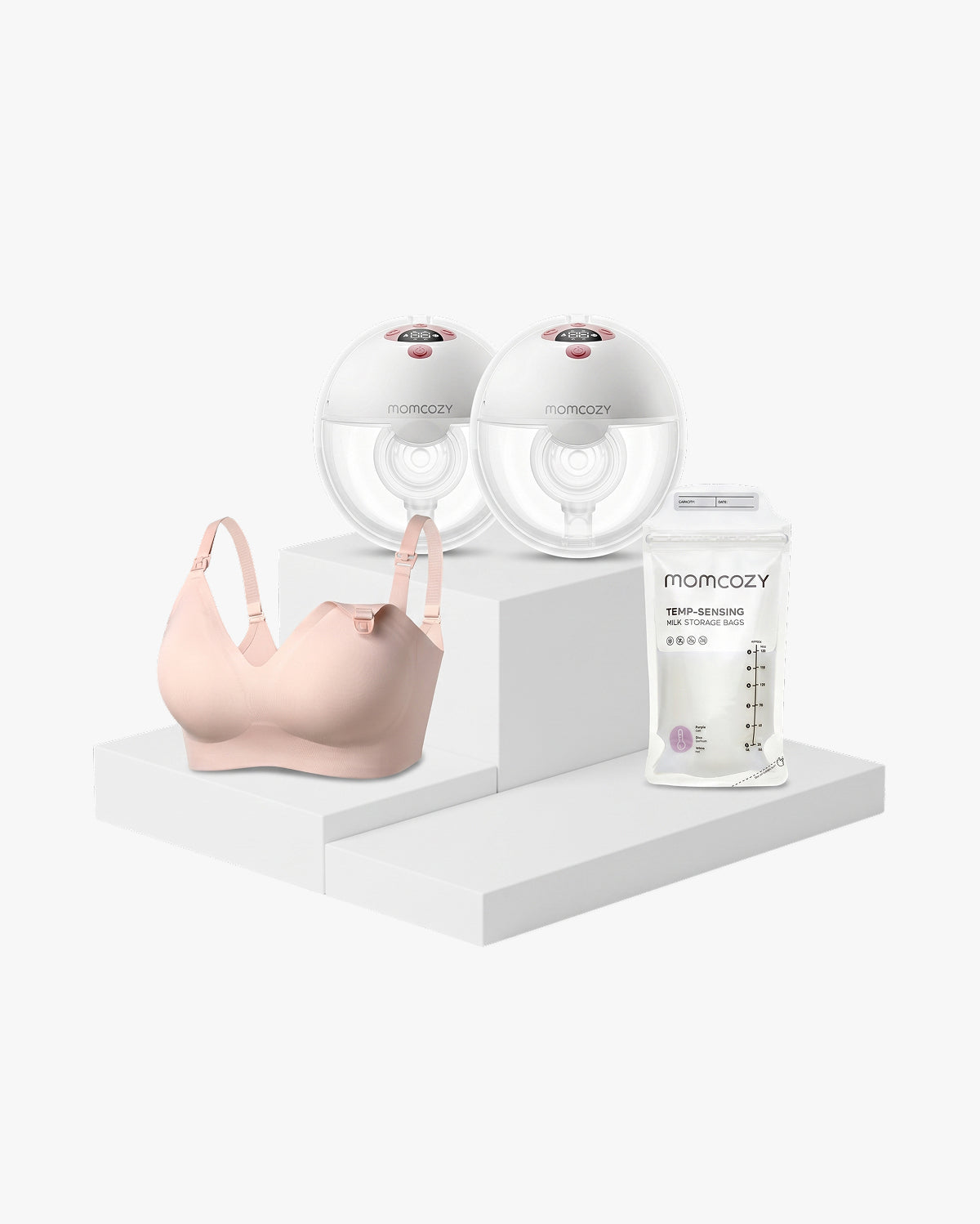 momcozy-m5-smart-wearable-breast-pump-bundle-with-120-breastmilk-storage-bags-an image 1