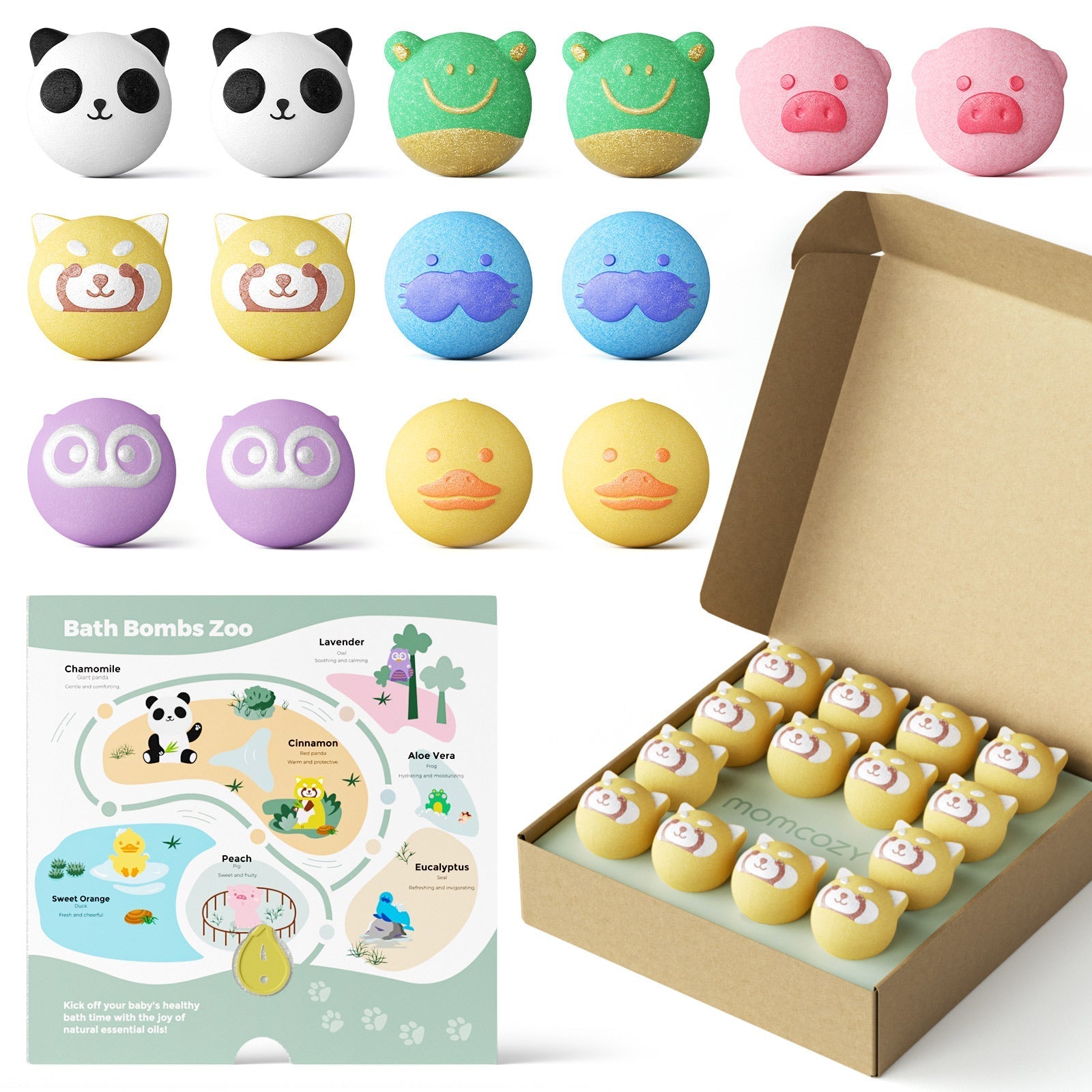 momcozy-natural-essential-oil-bath-bombs-with-7-cute-animal-shapes-14-pcs image 6