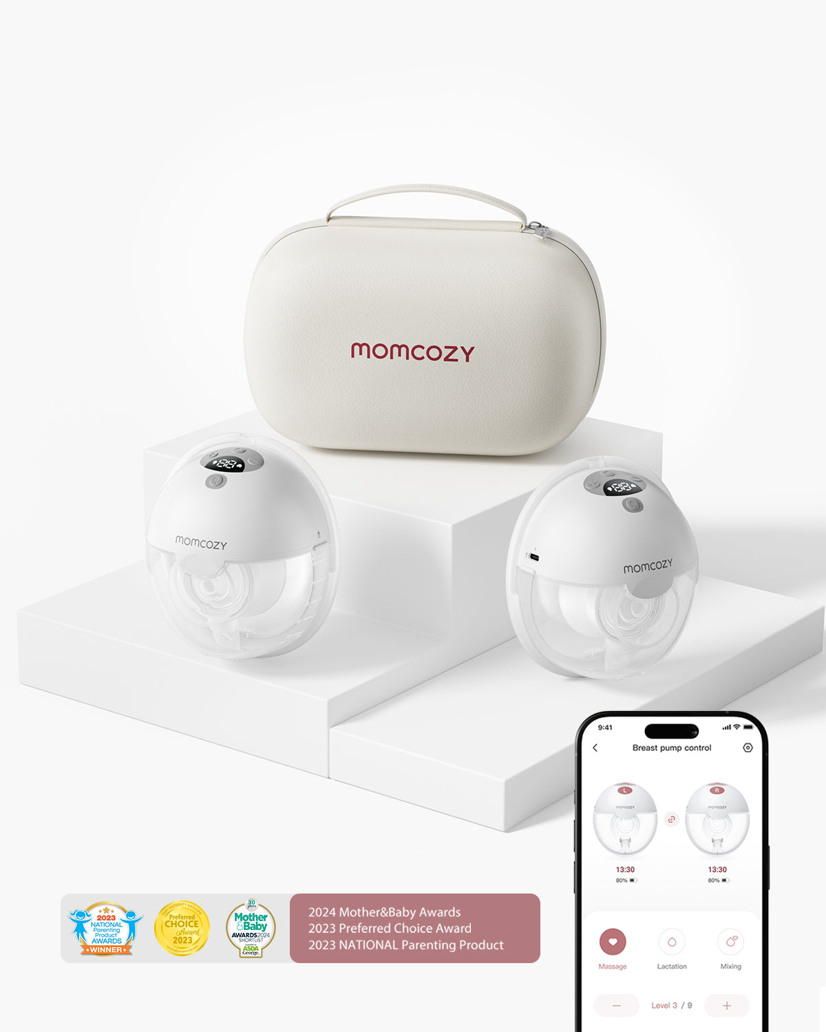 momcozy-m5-smart-wearable-breast-pump-quilly-grey-uk image 1