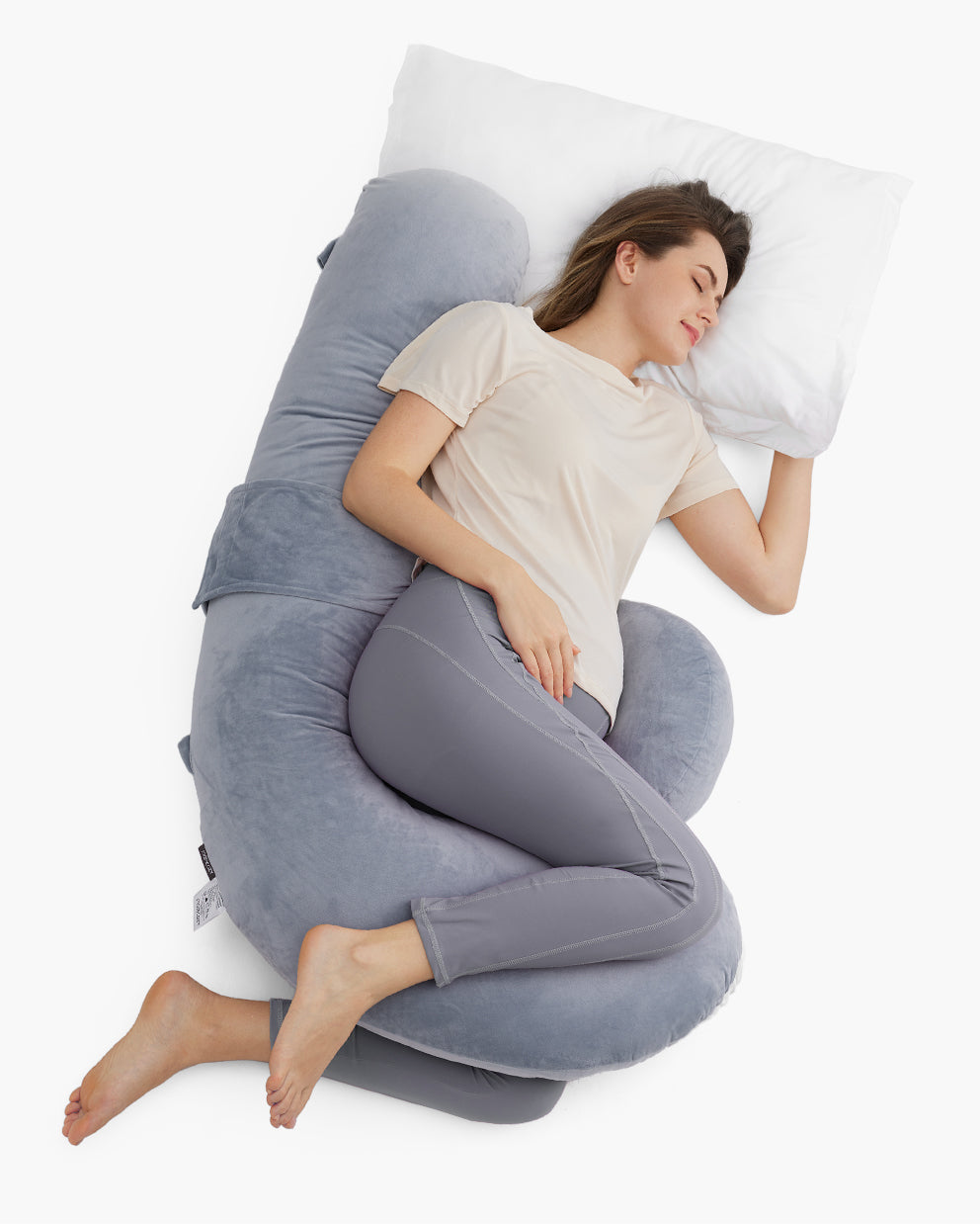 momcozy-f-shaped-pregnancy-pillow-with-adjustable-wedge-maternity-body-pillow-fo image 2
