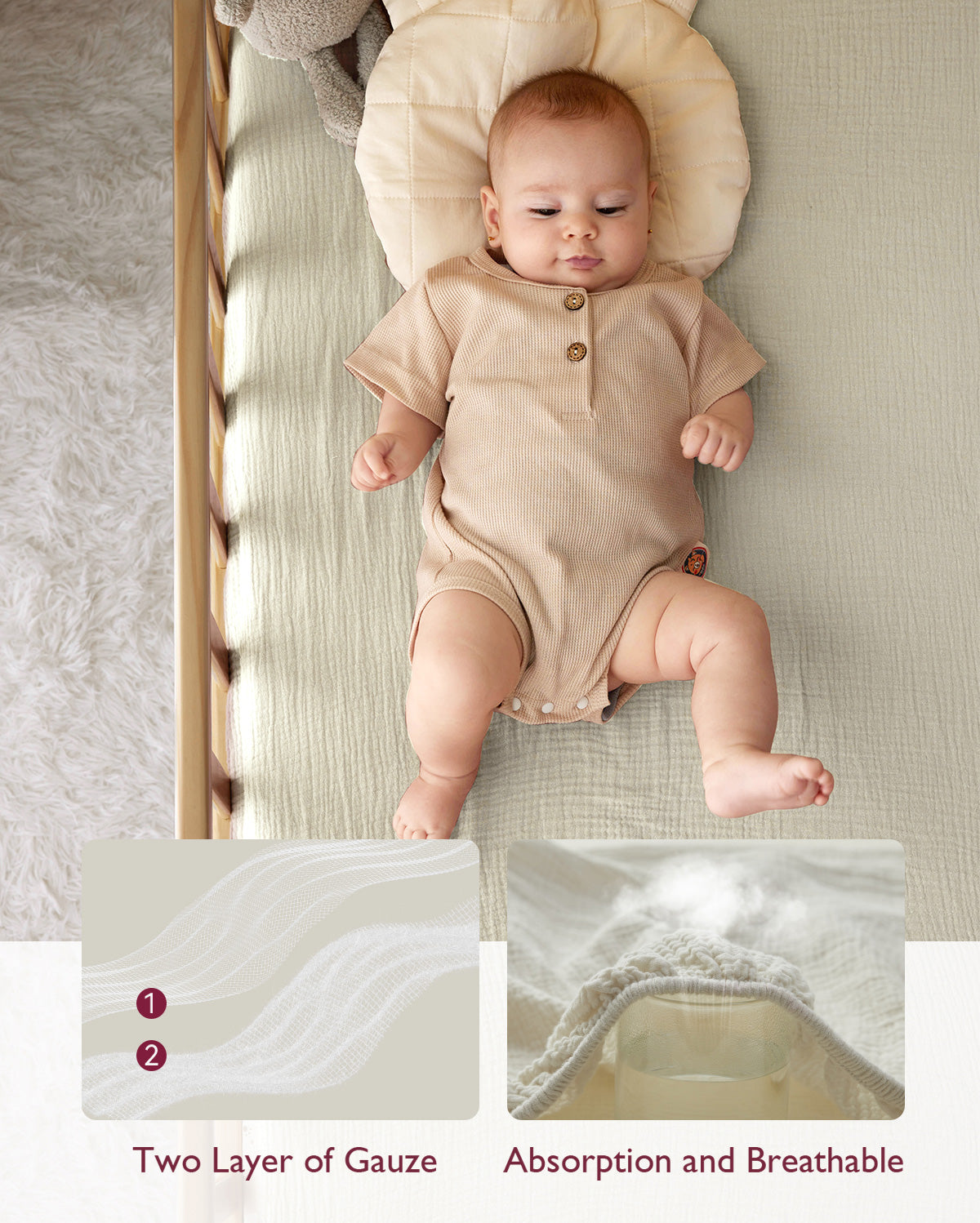 momcozy-muslin-fitted-crib-sheets-2-pack-green-grey image 2