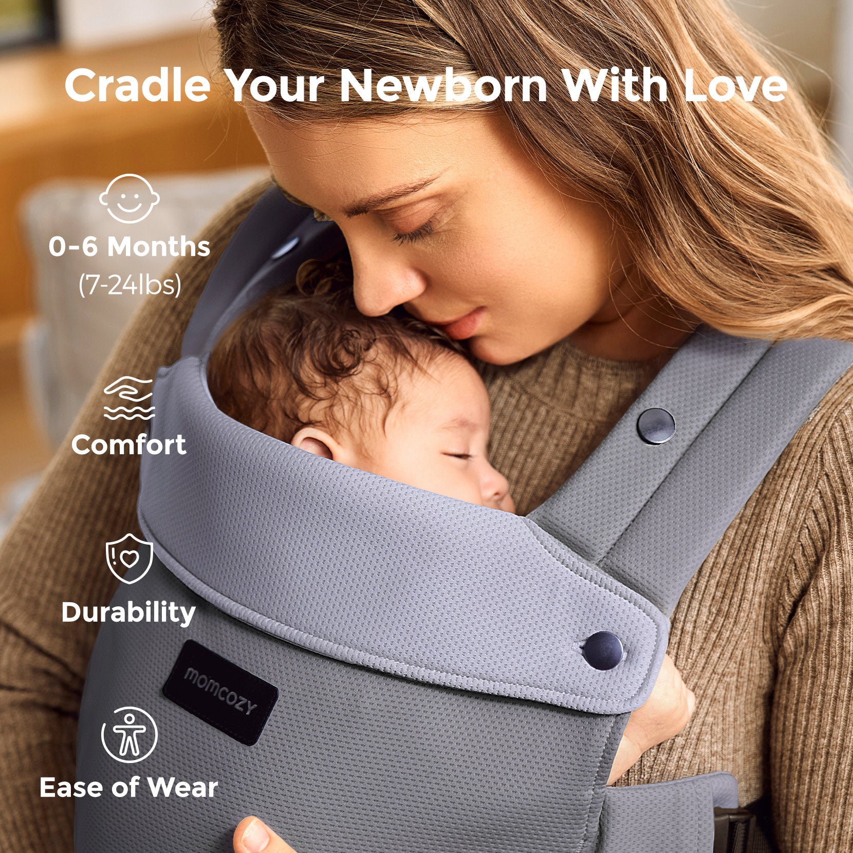 momcozy-baby-carrier-with-sunshield-purplish-grey image 2