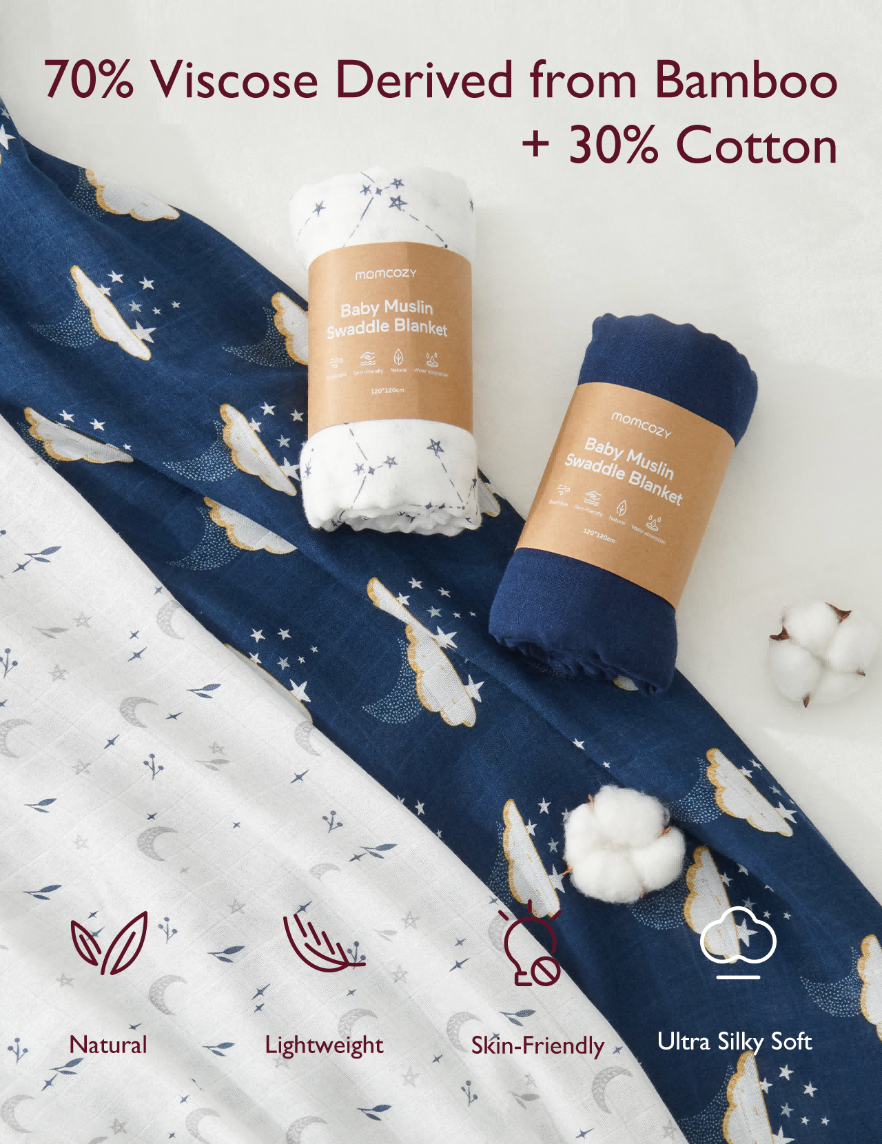 momcozy-softness-swaddle-blankets-midnight-star-clouds-4-pack-ultra-soft-breatha image 3