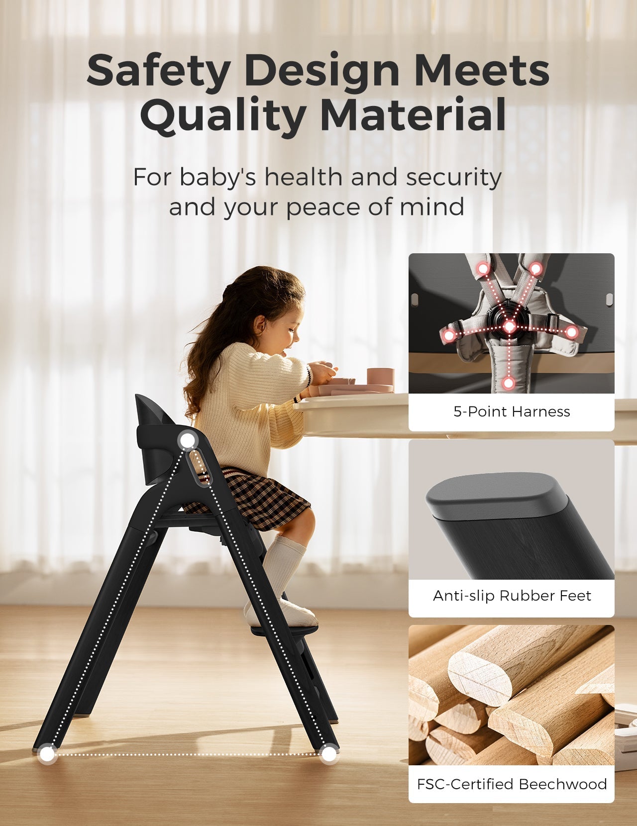 momcozy-dinerpal-black-high-chair-compact-adjustable-easy-to-clean-baby-feeding- image 3