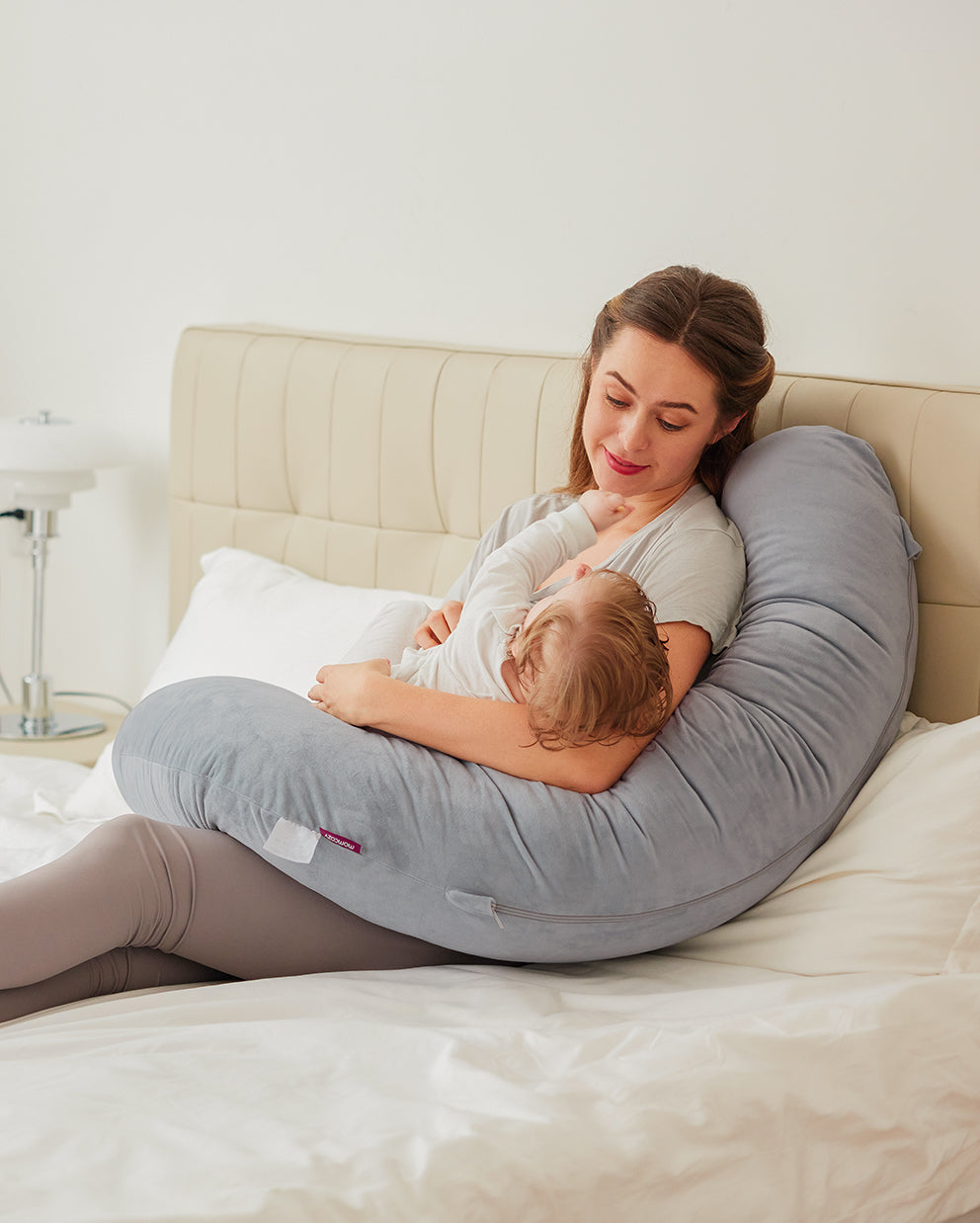 momcozy-f-shaped-pregnancy-pillow-with-adjustable-wedge-maternity-body-pillow-fo image 7