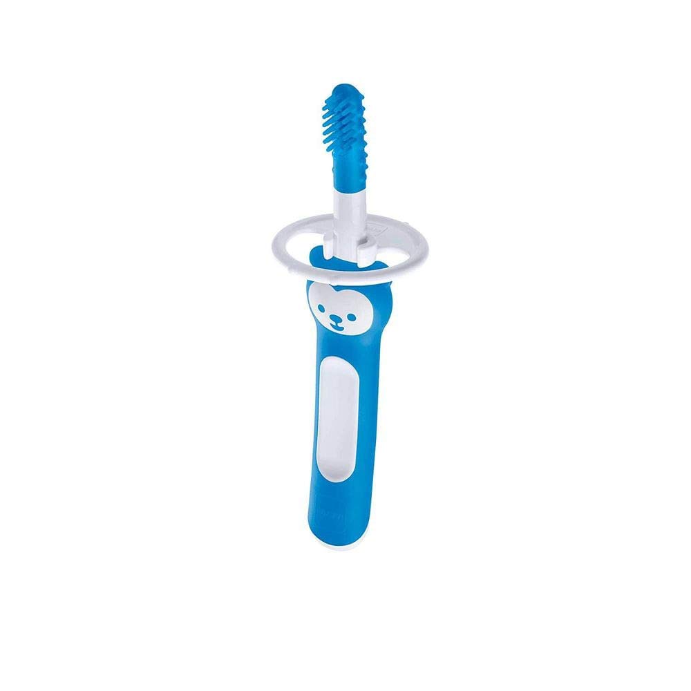 mam-baby-toothbrush-and-gum-massager-3-months-with-safety-shield image 1