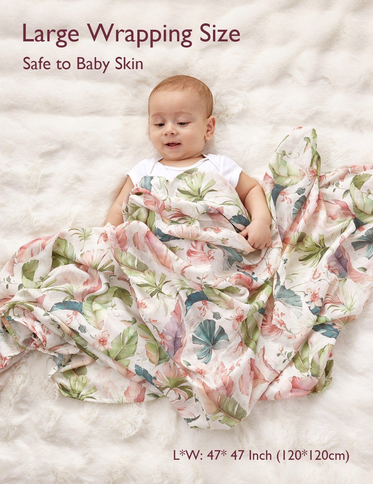 momcozy-softness-swaddle-blankets-2-pack-flower-beige image 5