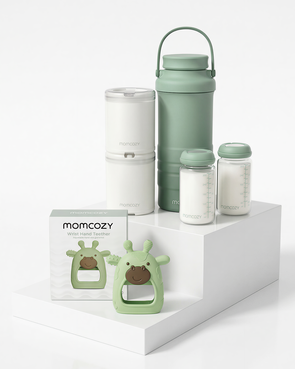 momcozy-on-the-go-baby-care-bundle-portable-breast-milk-cooler-teether-toys image 1