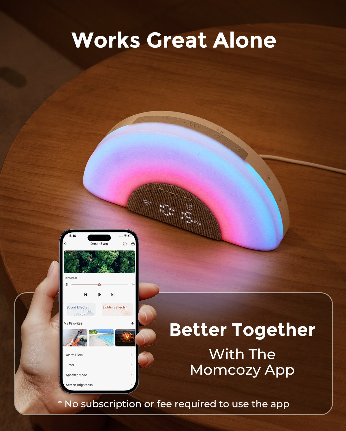 momcozy-dreamsync-tech-smart-baby-sound-machine-rainbow-light-app-control image 7