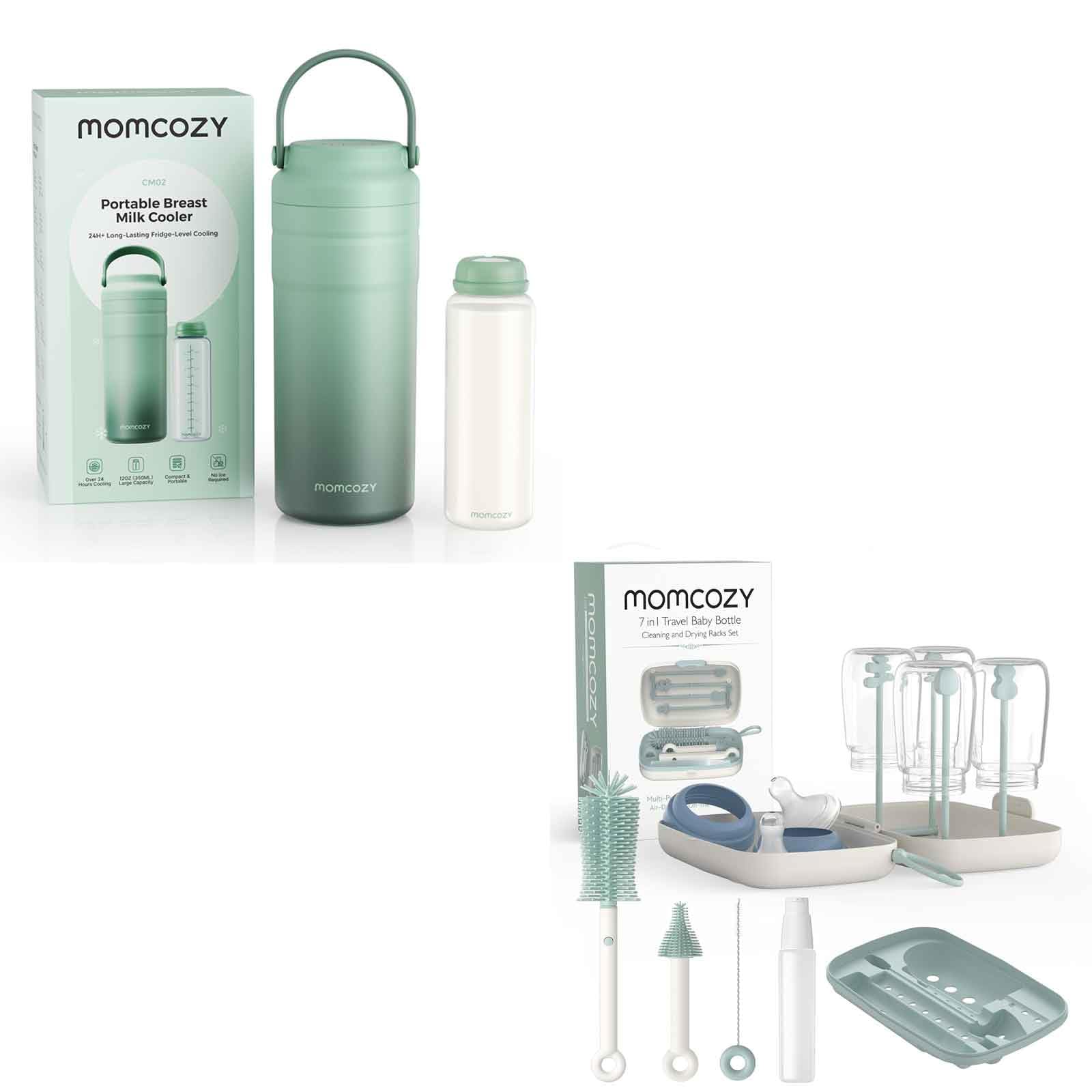momcozy-baby-care-bundle-7-in-1-bottle-brush-set-portable-breast-milk-cooler-lit image 1