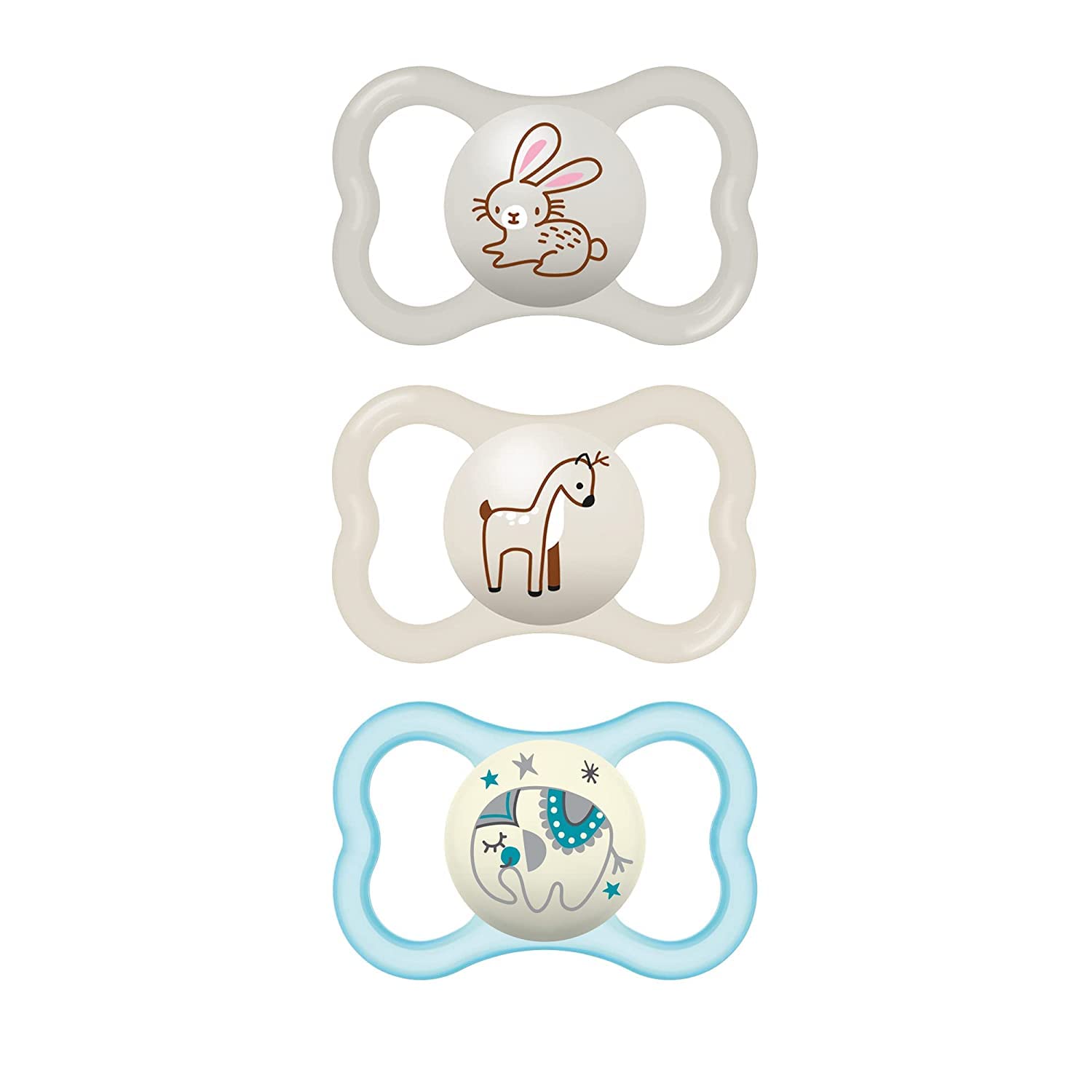 mam-air-night-day-baby-pacifier-for-sensitive-skin-glow-in-the-dark-3-pack-6-16- image 1