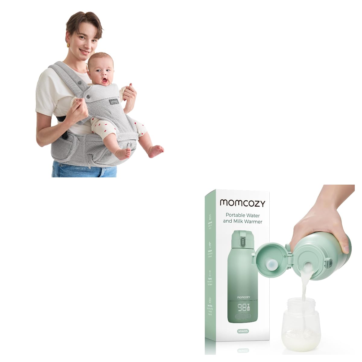 momcozy-portable-milk-warmer-for-travel-and-momcozy-baby-carrier-with-hip-seat image 1