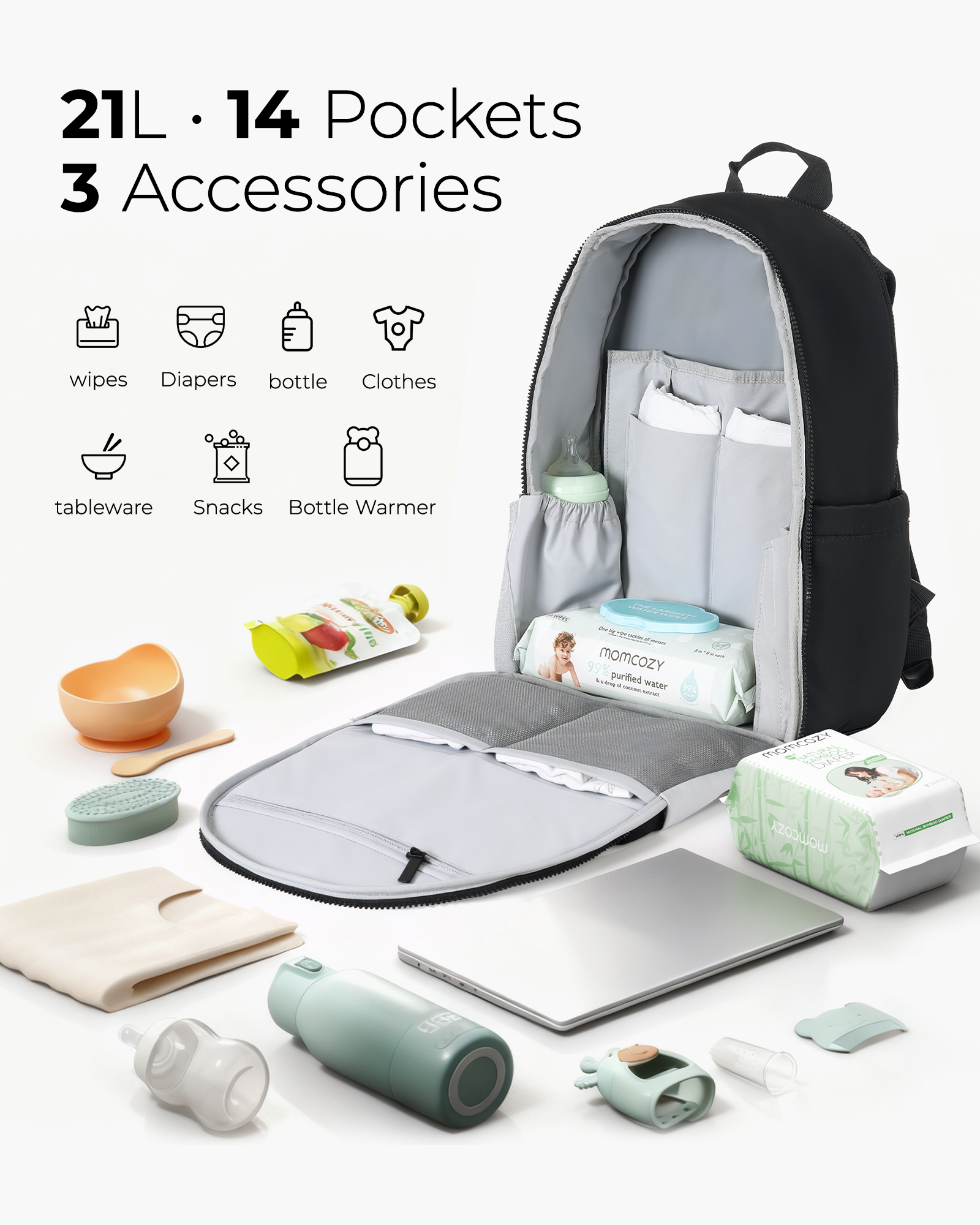 momcozy-urban-diaper-bag-backpack-waterproof-travel-diaper-backpack-with-changin image 2