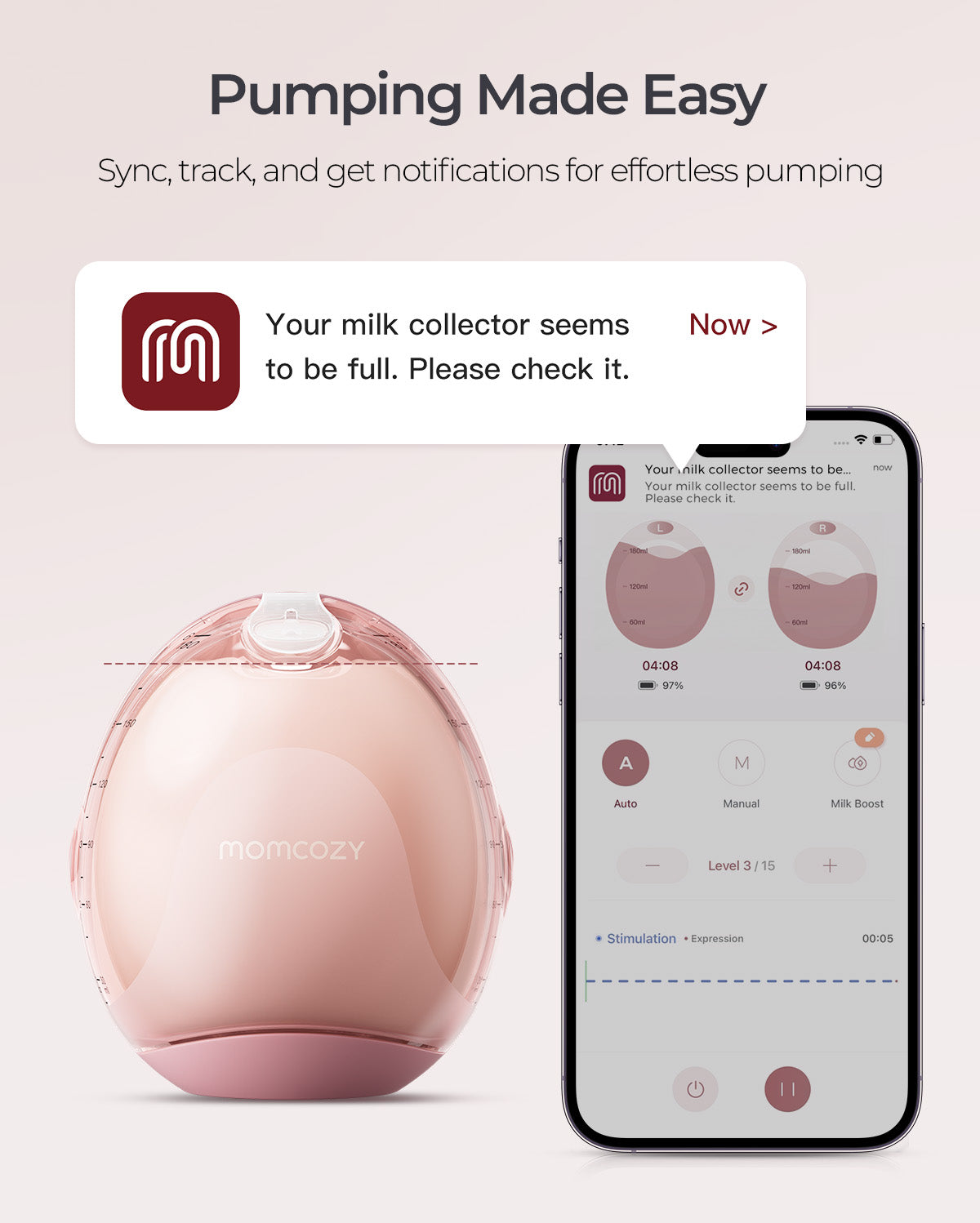 momcozy-slim-smart-bundle-air-1-ultra-slim-breast-pump-and-m9-mobile-flow-breast image 3