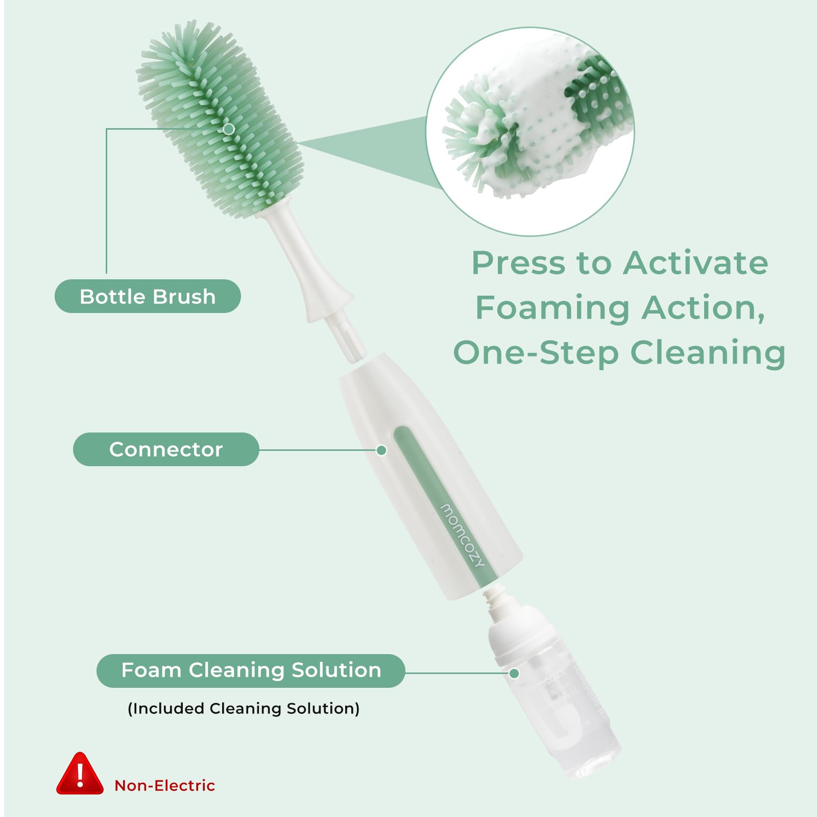momcozy-bottle-brush-kit-pro-push-press-foaming-silicone-bristles-6-piece-set-gr image 2
