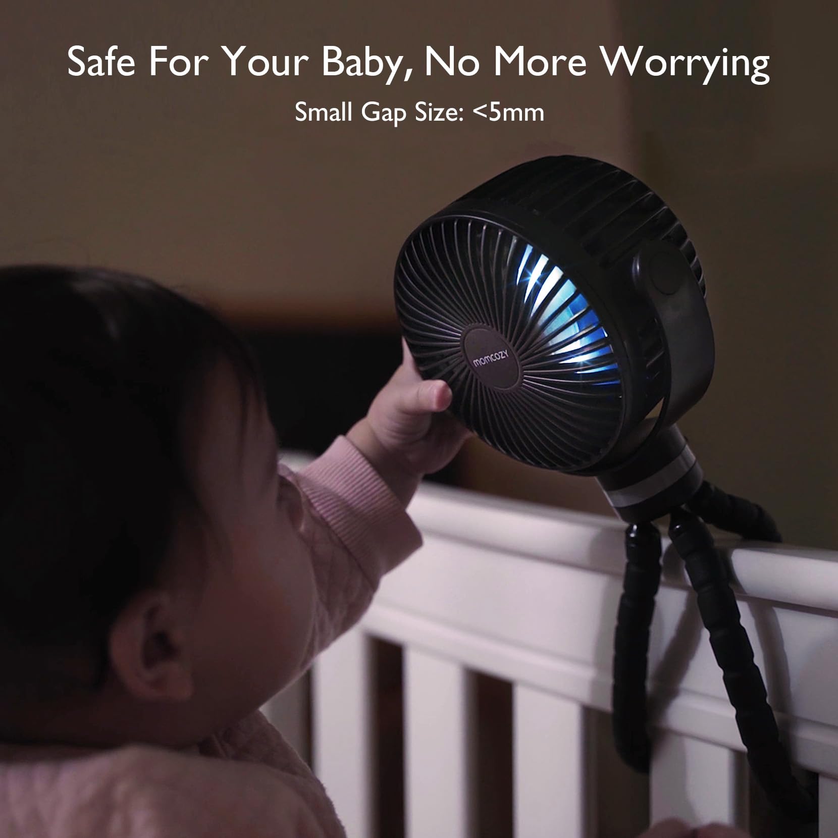 momcozy-8000mah-portable-stroller-fan-with-27h-battery-360-rotation-4-speeds-led image 4