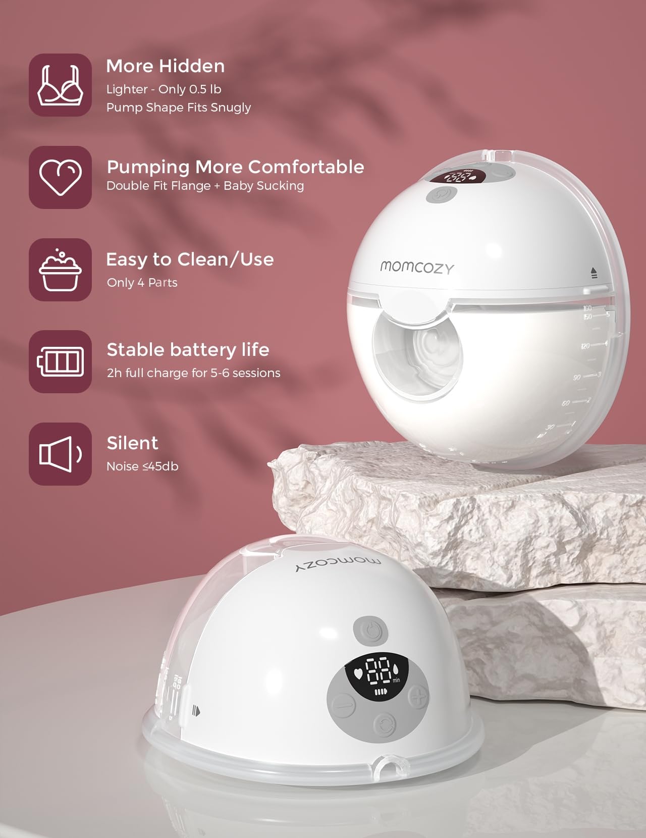 momcozy-m5-hands-free-wearable-breast-pump-2-pack-24mm-ultra-light-230g-double-s image 2