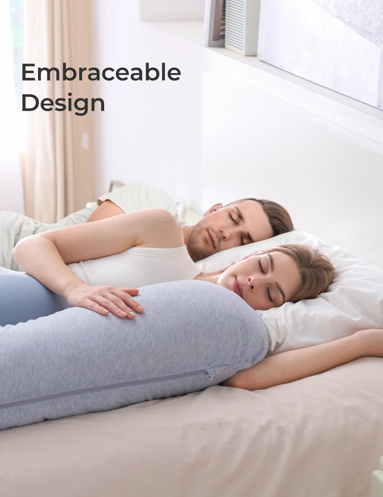 momcozy-j-shaped-maternity-body-pillow-for-side-sleeping-soft-jersey-cover-adjus image 7