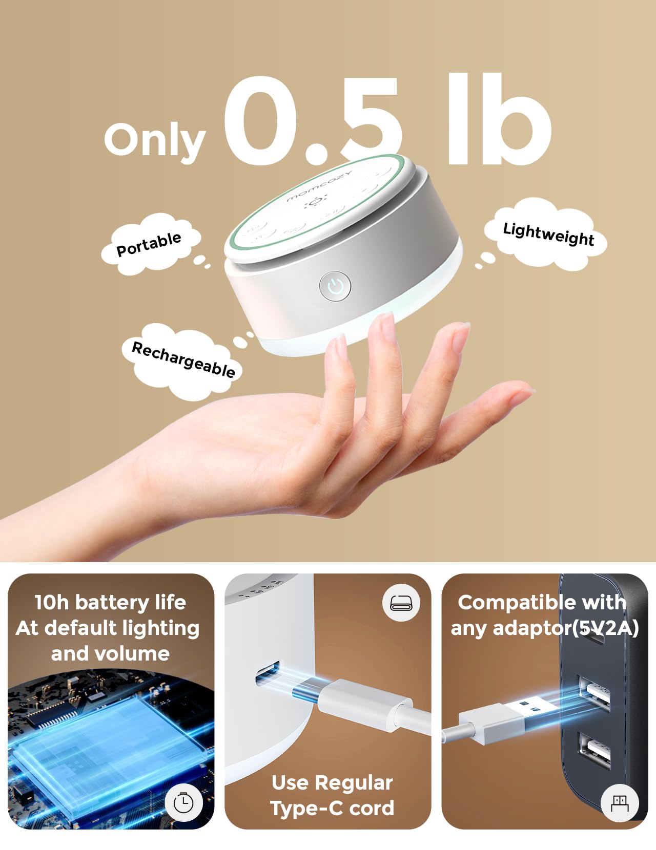 momcozy-sound-machine-with-touch-lamp-20-soothing-sounds-white-noise-portable-ti image 4