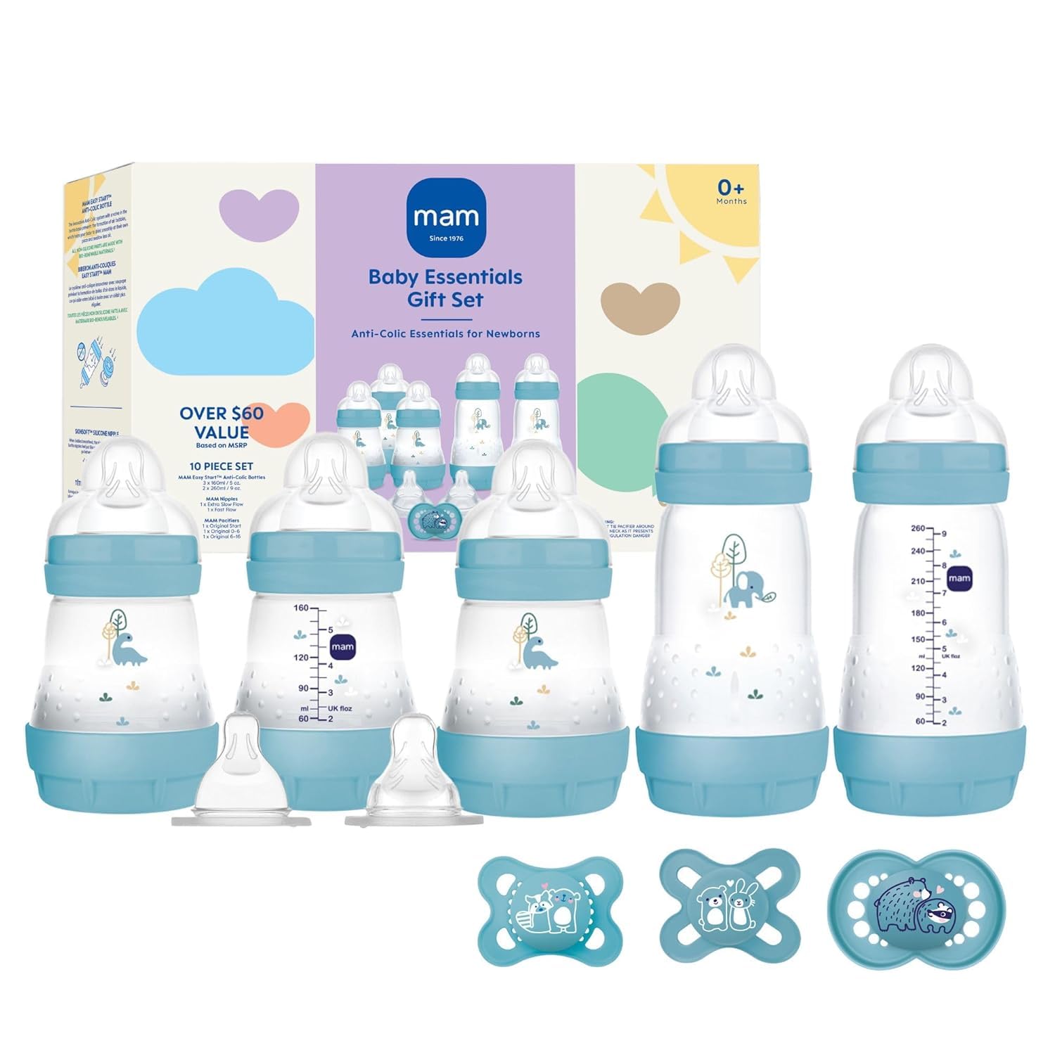 mam-easy-start-anti-colic-5-baby-bottle-3-pacifier-newborn-gift-set image 1
