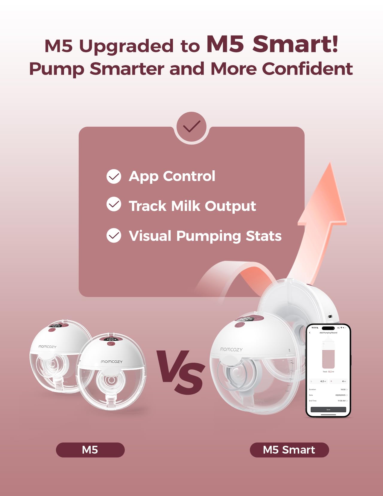 momcozy-m5-smart-wearable-breast-pump-app-controlled-hands-free-3-modes-9-levels image 2