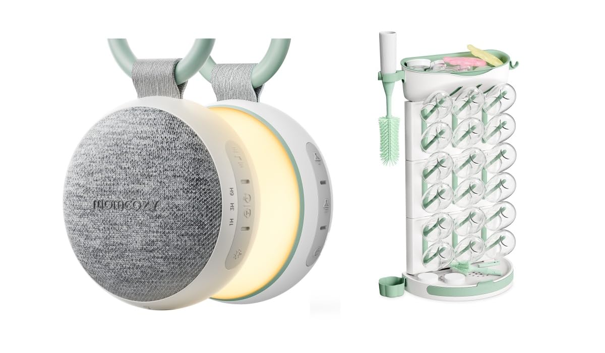 momcozy-portable-sound-machine-with-bottle-drying-rack-bundle image 1