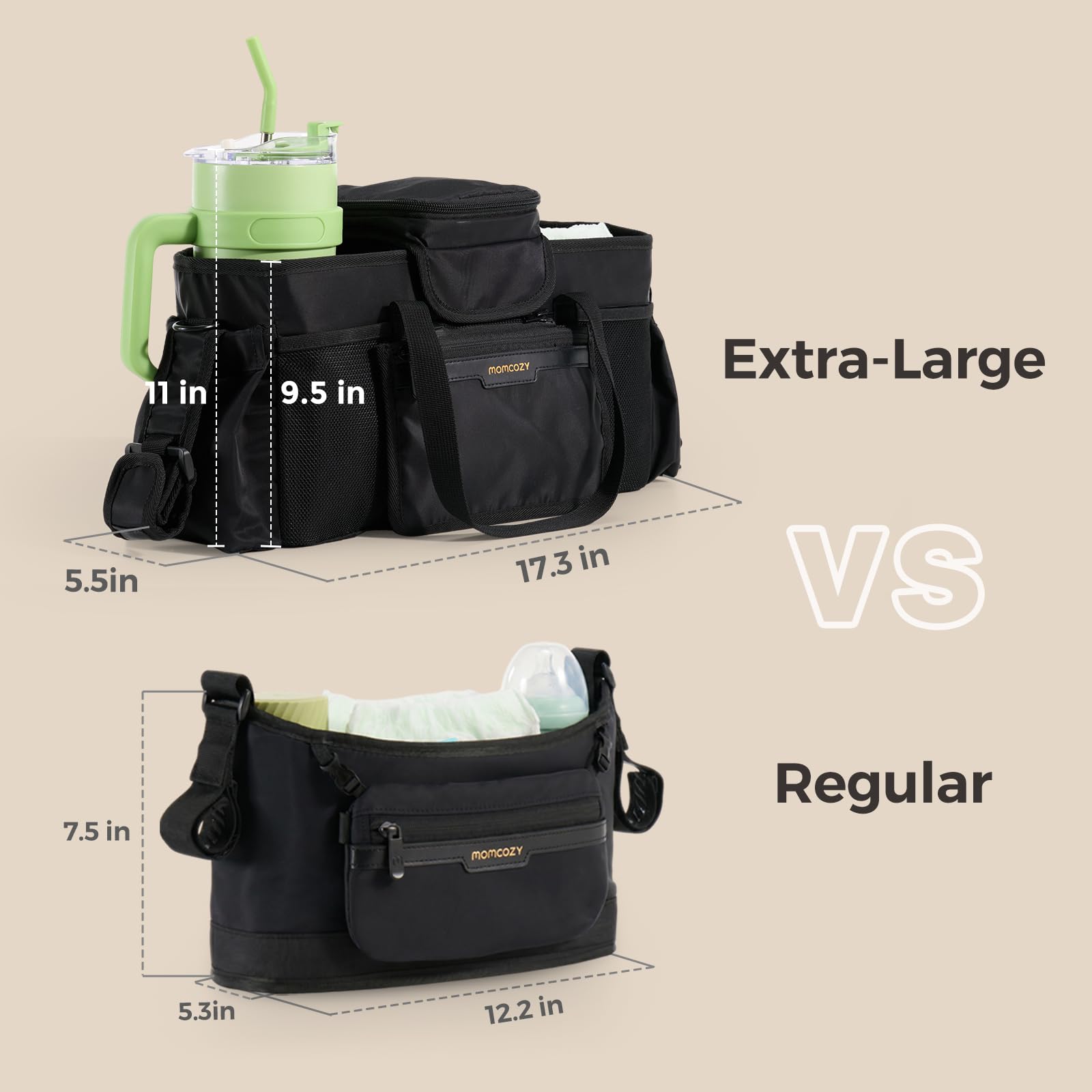 momcozy-extra-large-stroller-organizer-max-with-food-grade-pacifier-teether-bag- image 5