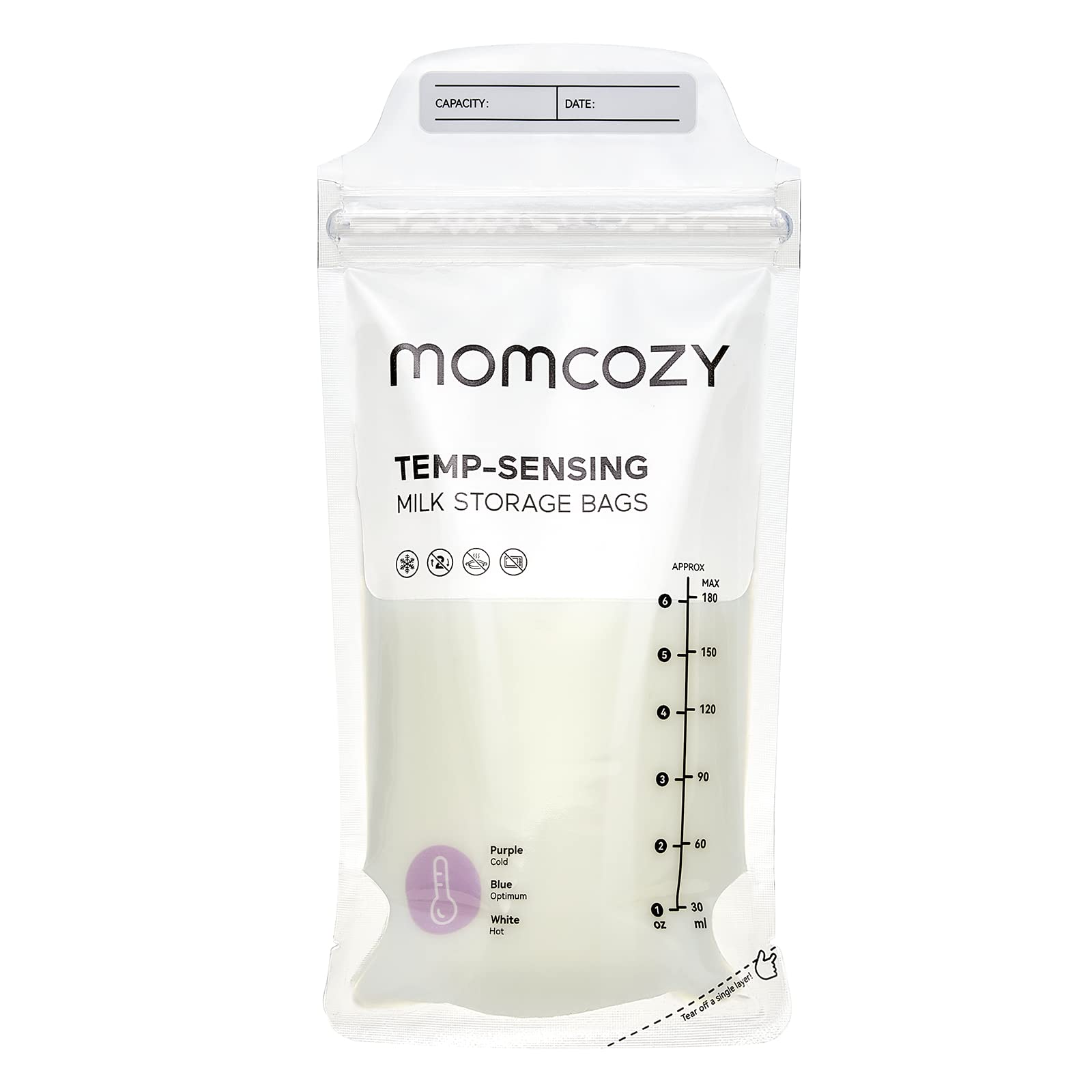 momcozy-temp-sensing-breast-milk-storage-bags-120-pack-6oz-double-zipper-no-leak image 1