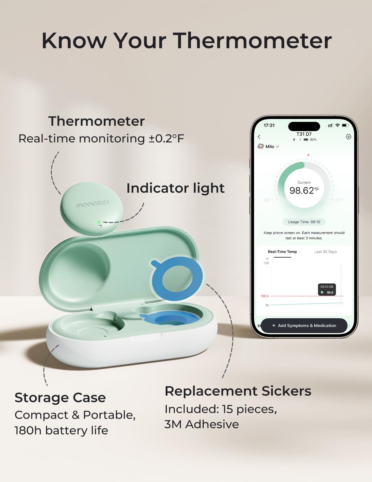 momcozy-wearable-smart-thermometer-for-baby-medical-grade-accuracy-app-monitorin image 2