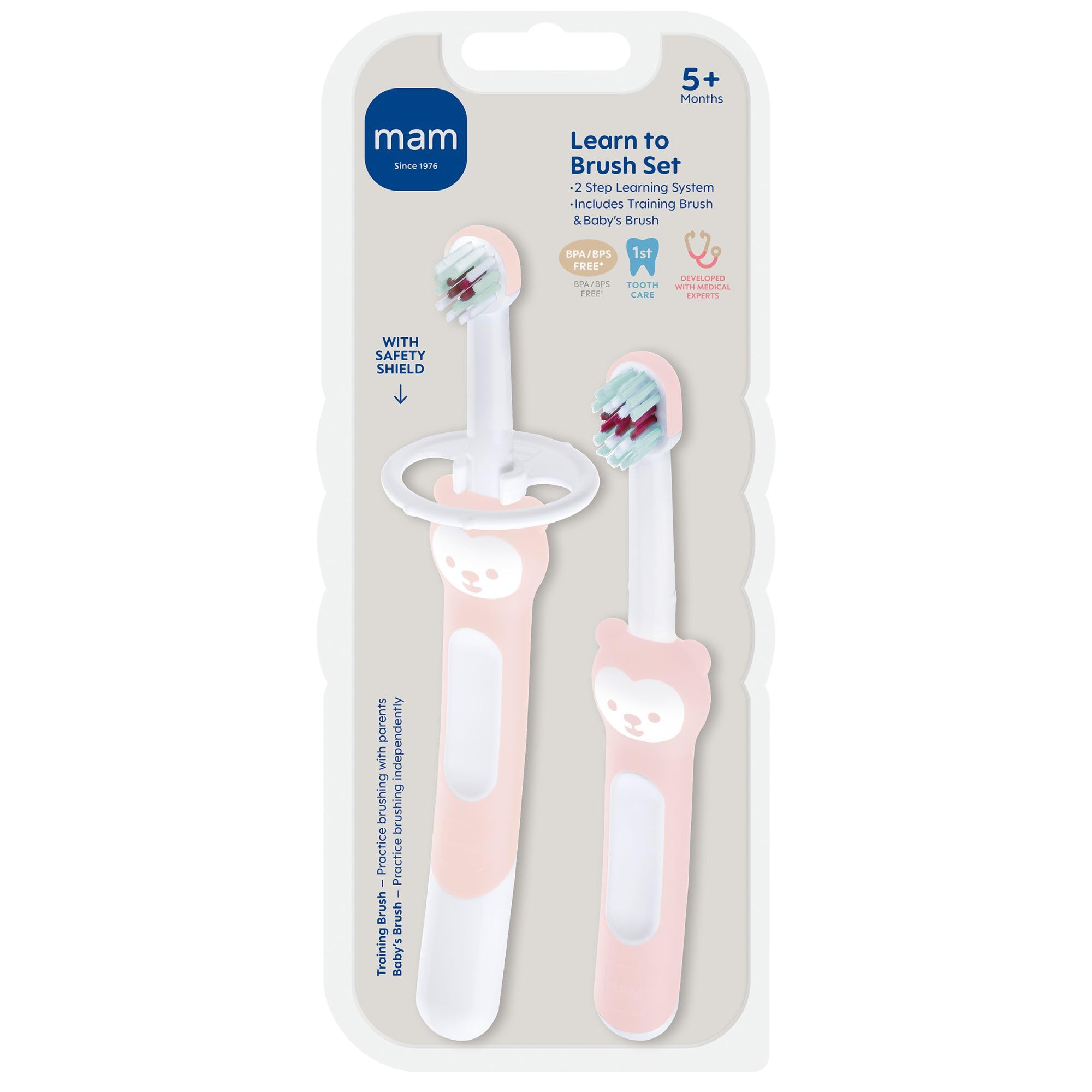 mam-baby-training-toothbrush-baby-s-brush-5-months-2-pack-with-safety-shield-ind image 1