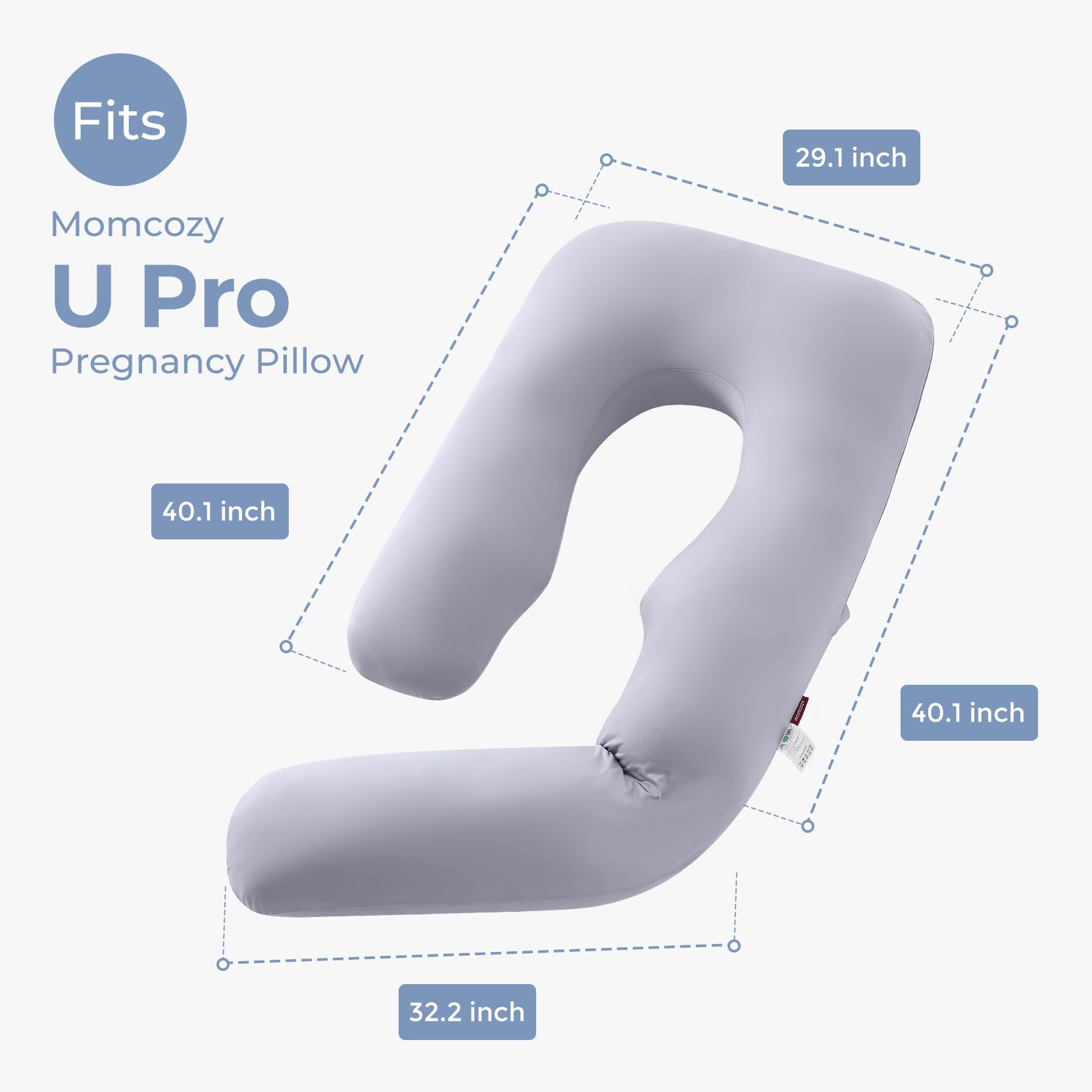 momcozy-cooling-pregnancy-pillow-cover-for-dreamlign-u-pro-maternity-pillow-adju image 2