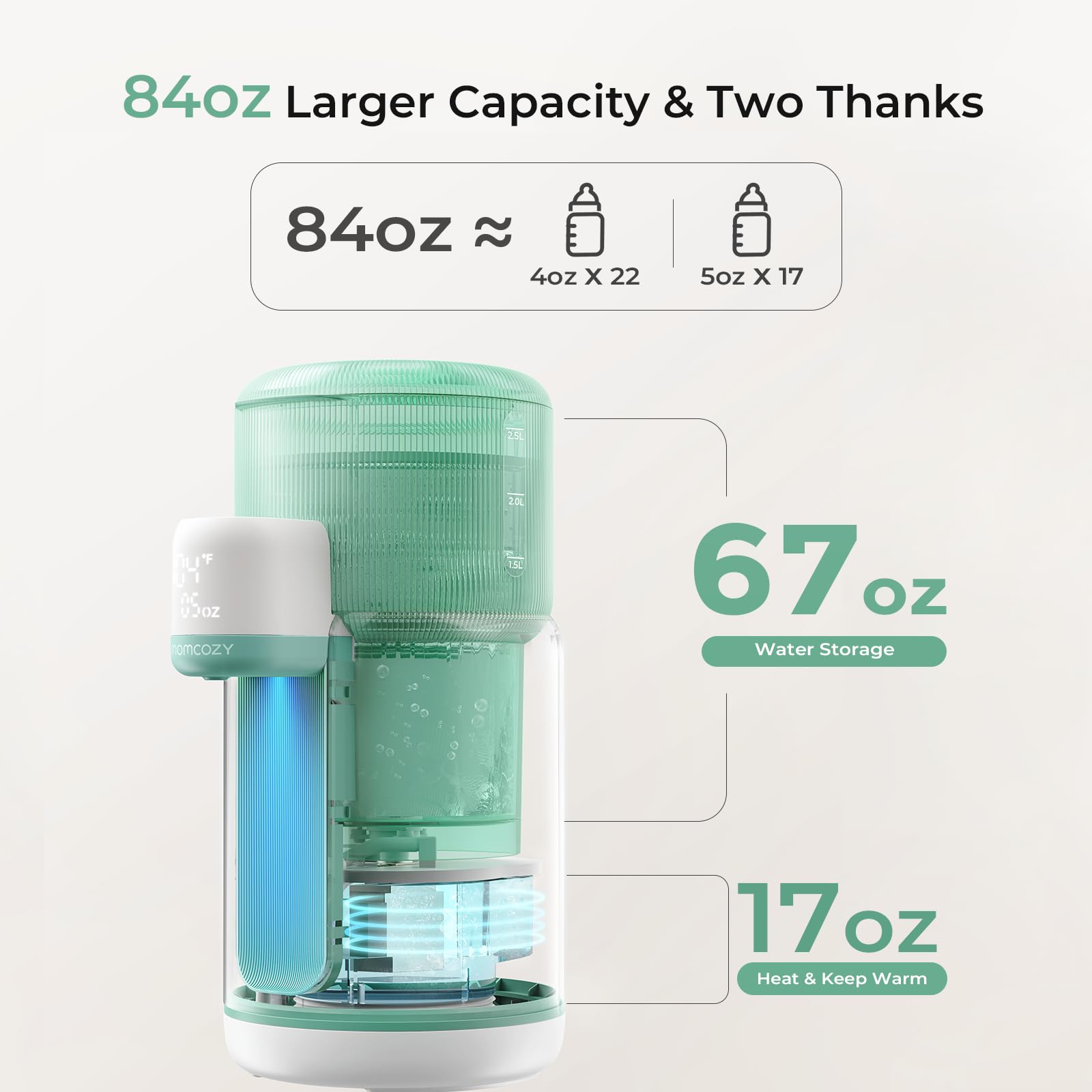 momcozy-baby-bottle-warmer-formula-water-dispenser-2-5l-tank-4-temp-settings-nig image 5