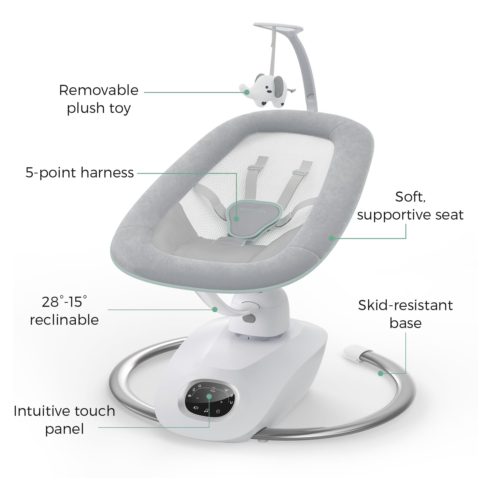 momcozy-cocosway-electric-baby-swing-180-rotating-seat-6-motions-4-speeds-remote image 6