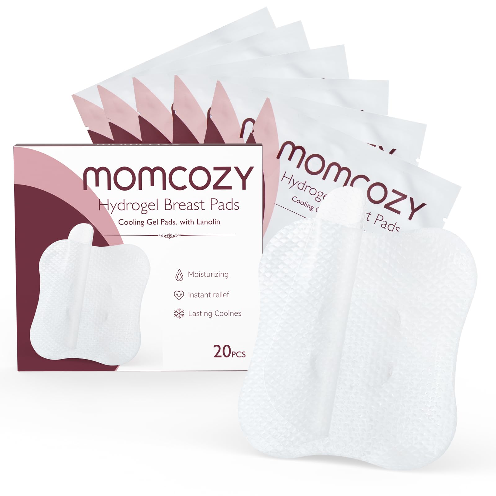momcozy-hydrogel-nursing-pads-with-lanolin-20-count-individually-wrapped-instant image 1