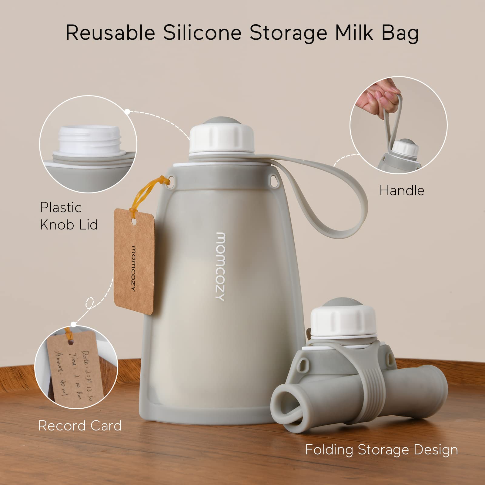 momcozy-silicone-breastmilk-storage-bags-reusable-8-5oz-5-pack-leak-proof-bpa-fr image 2
