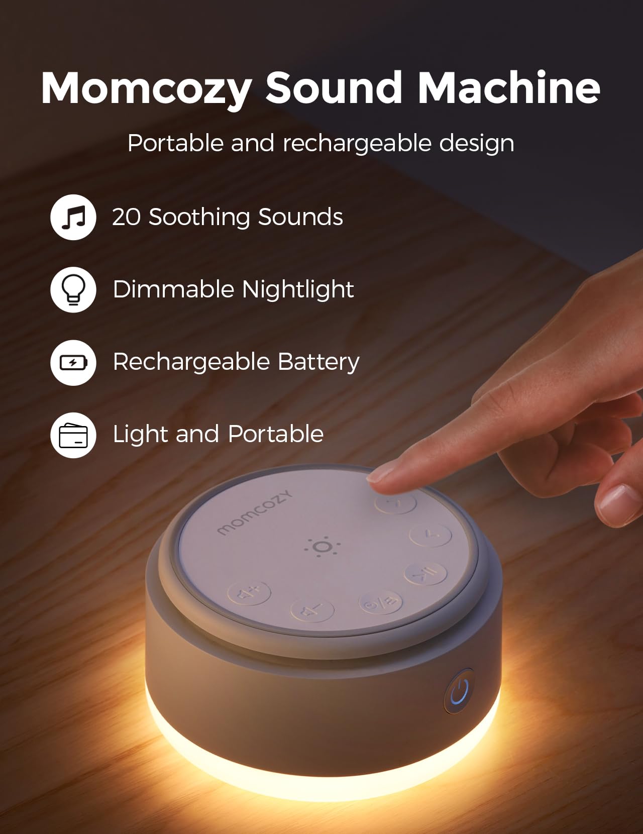 momcozy-sound-machine-with-touch-lamp-20-soothing-sounds-white-noise-portable-ti image 2