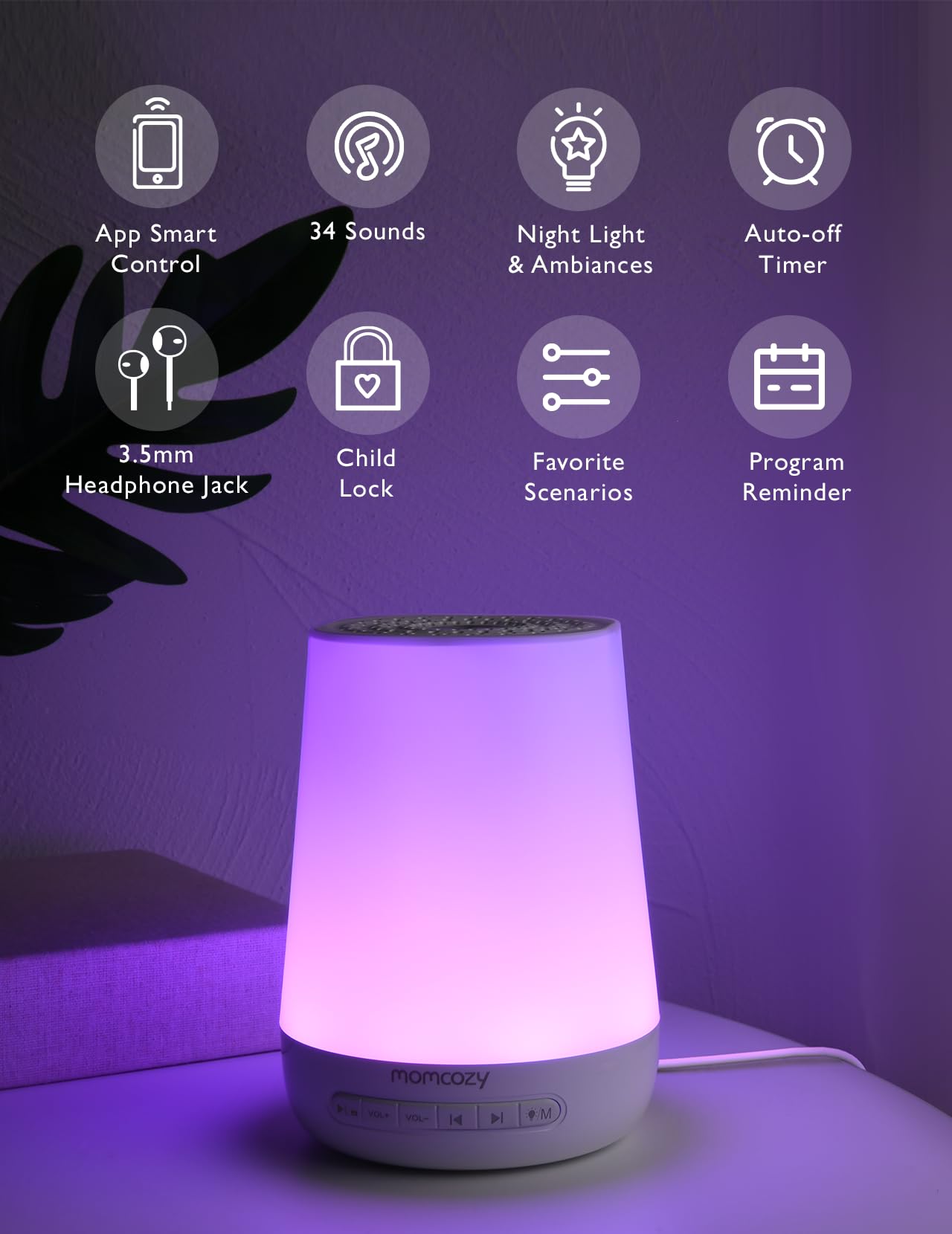 momcozy-baby-sound-machine-bm08-with-night-light-and-app-control-blue image 2