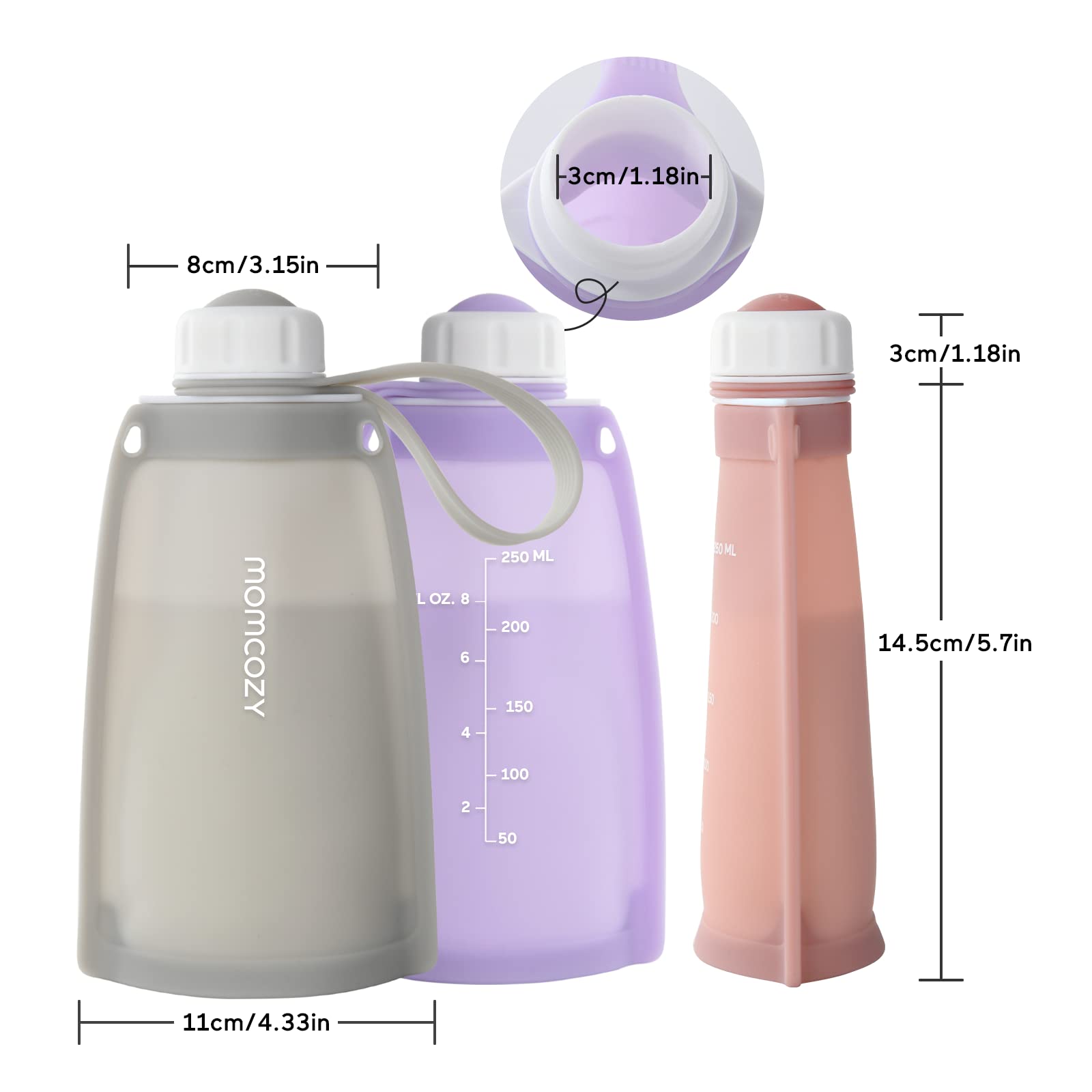 momcozy-silicone-breastmilk-storage-bags-reusable-8-5oz-5-pack-leak-proof-bpa-fr image 8
