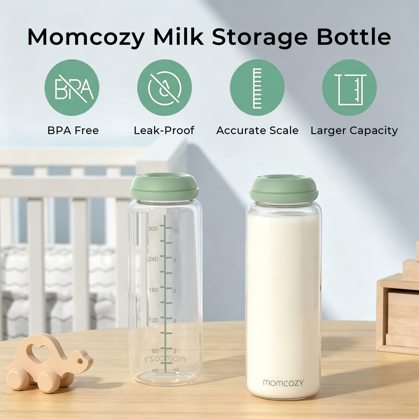 momcozy-natural-baby-bottle-12oz-narrow-neck-breast-milk-storage-bottles-bpa-fre image 2
