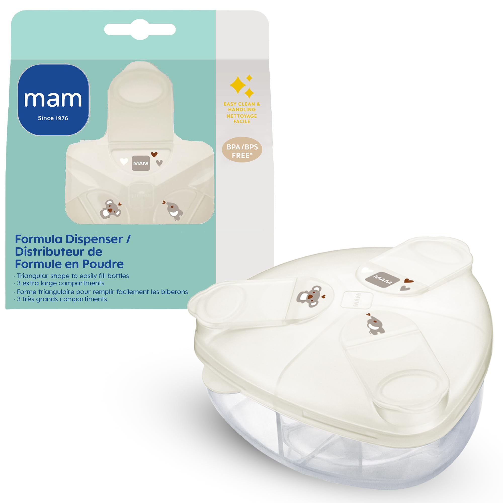 mam-spill-proof-baby-formula-dispenser-3-compartment-with-1-4oz-40g-each-travel- image 1