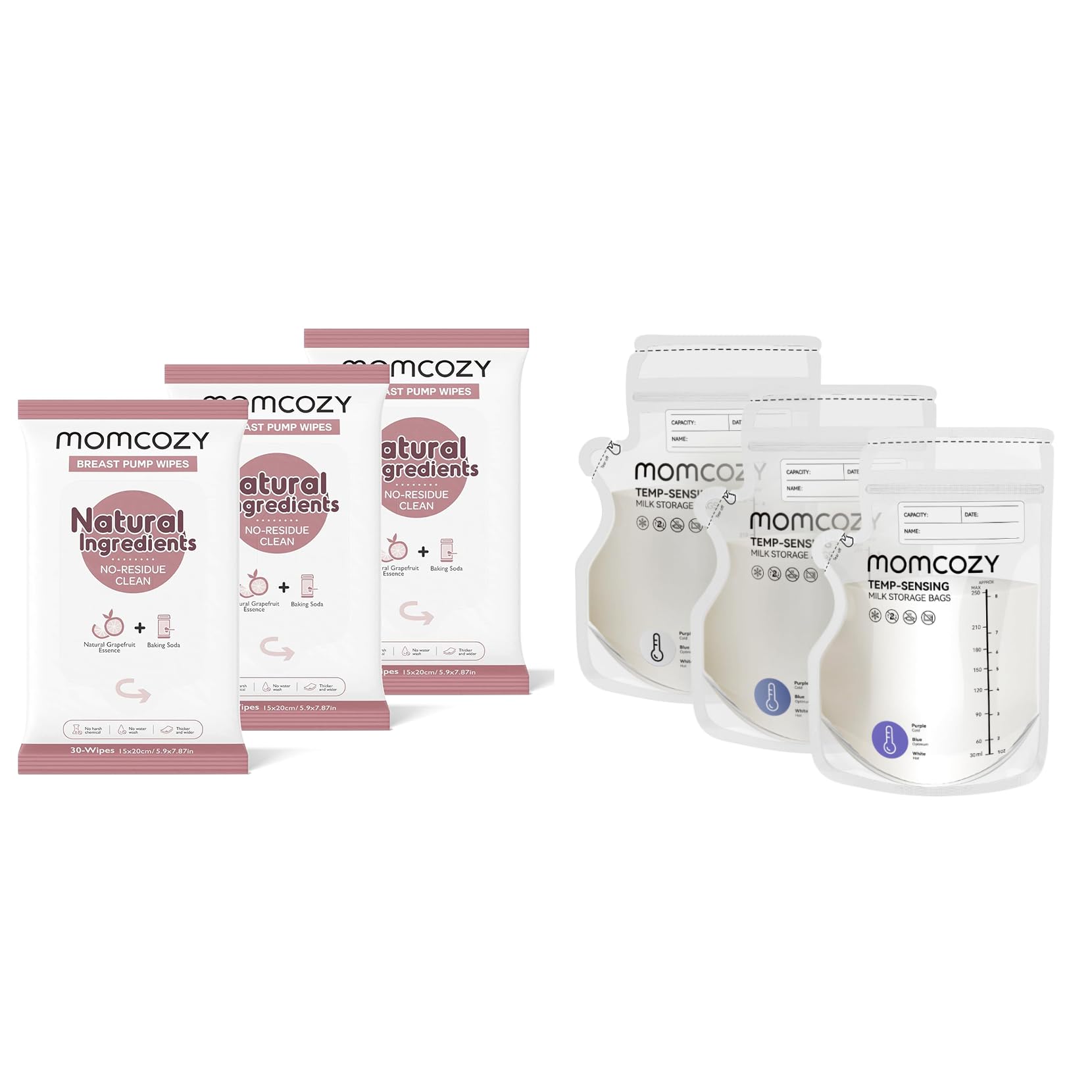 momcozy-natural-breast-pump-wipes-momcozy-breastmilk-storage-bag-8oz image 1