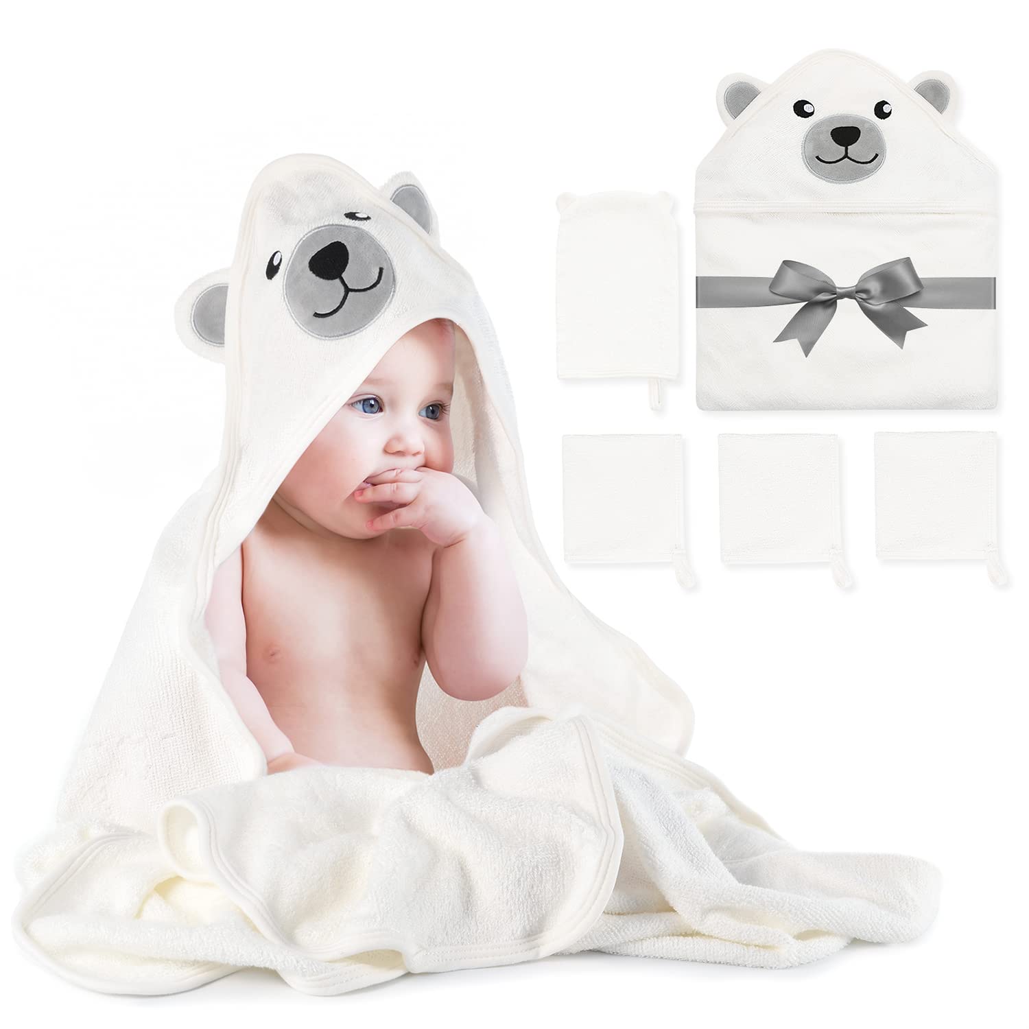 momcozy-baby-bath-towel-set-with-hood-5-piece-soft-breathable-for-newborns-b0bdq image 1