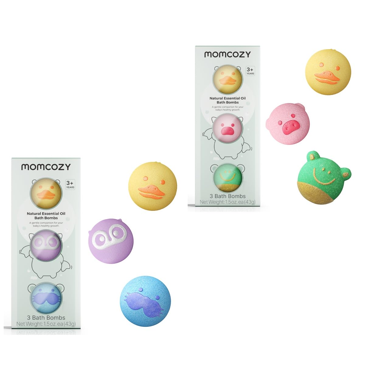 momcozy-essential-oil-bath-bombs-6-pack-cute-animal-shapes-natural-organic-for-k image 1