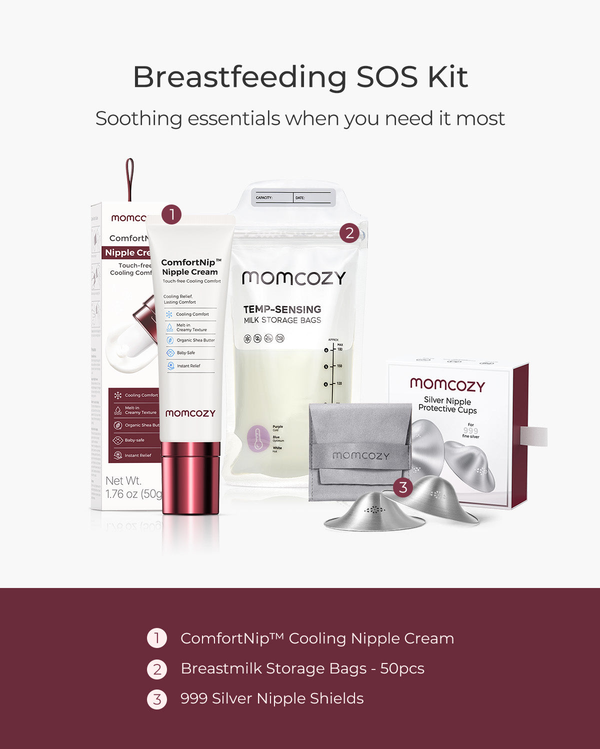 momcozy-breastfeeding-essentials-bundle-nipple-cream-silver-nipple-shields-milk- image 7