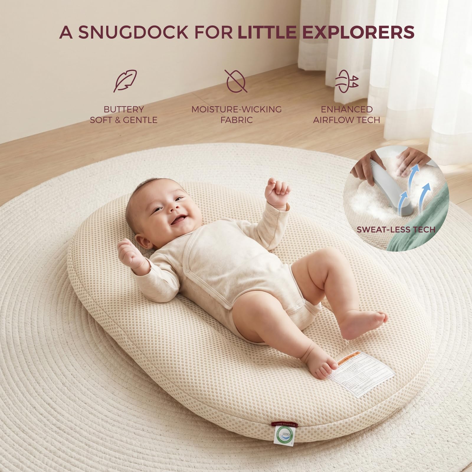 momcozy-baby-lounger-infant-support-cushion-with-soft-breathable-natural-cotton- image 2