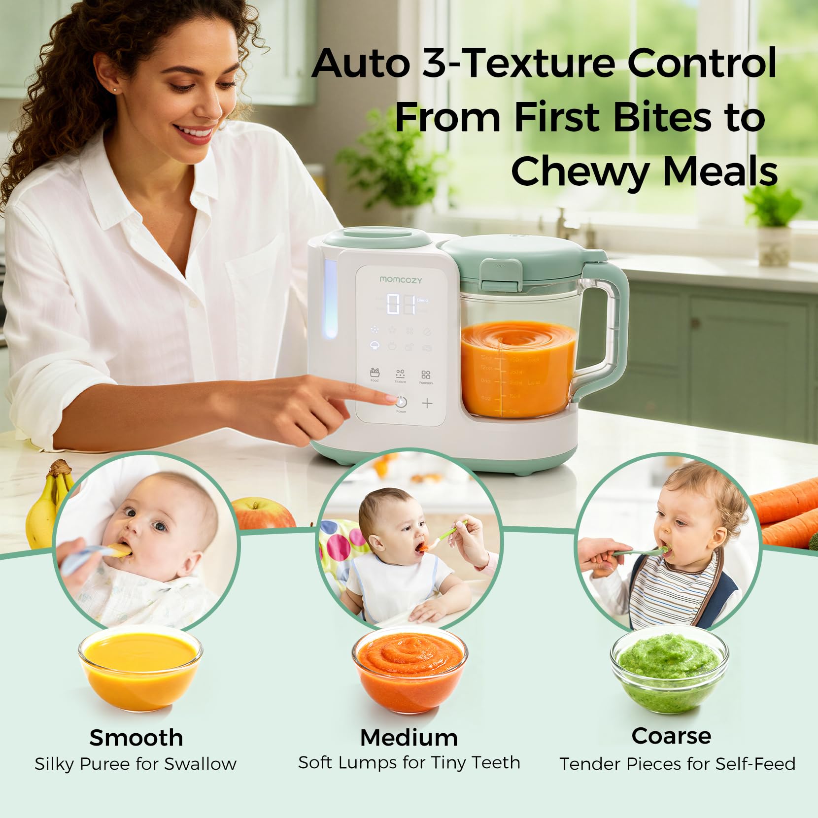 momcozy-automeal-baby-food-maker-one-step-steam-blend-15oz-cup-6-blade-self-clea image 4