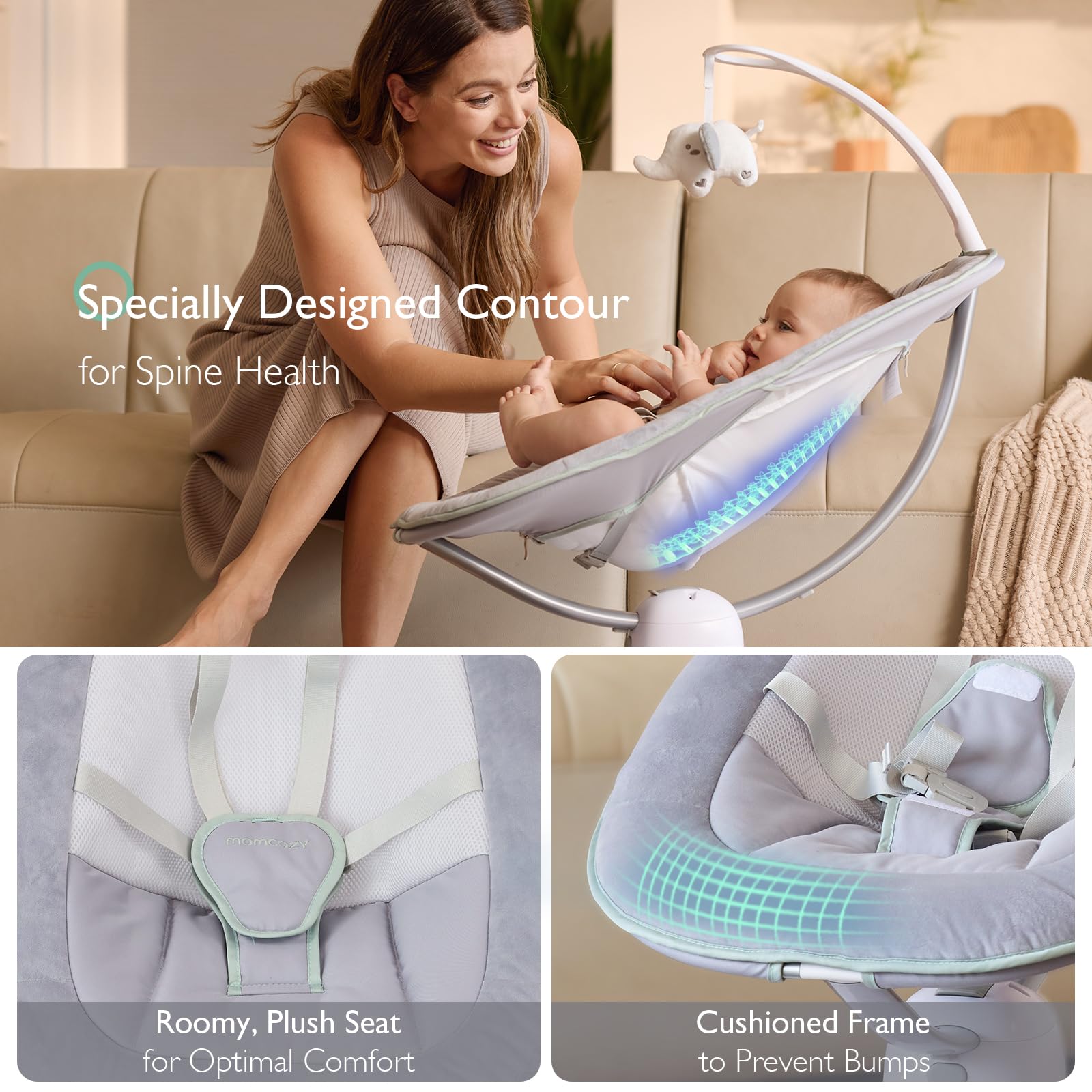 momcozy-cocosway-electric-baby-swing-180-rotating-seat-6-motions-4-speeds-remote image 4