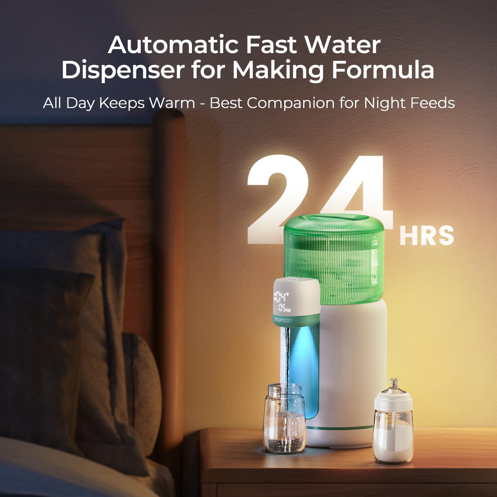 momcozy-baby-bottle-warmer-formula-water-dispenser-2-5l-tank-4-temp-settings-nig image 3