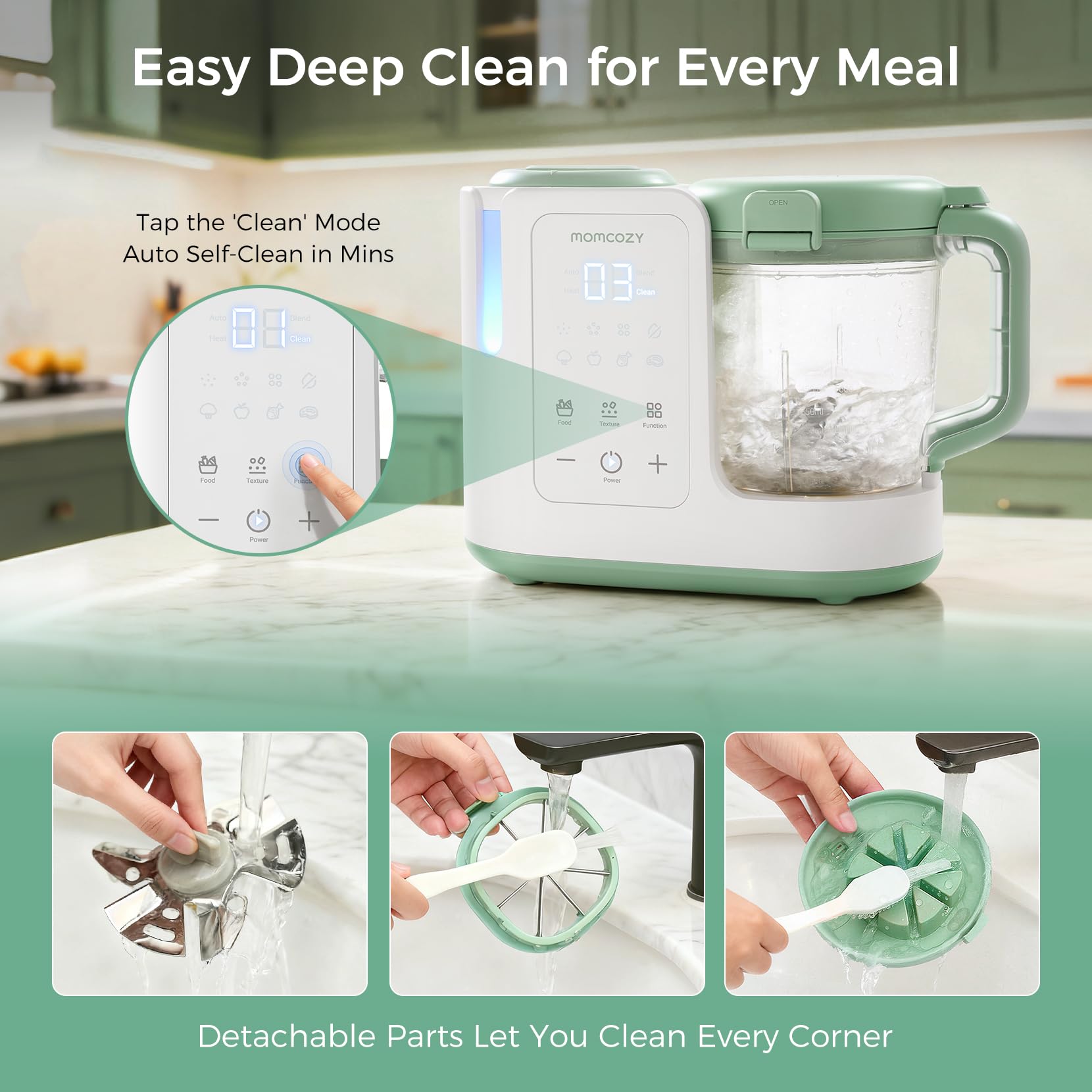 momcozy-automeal-baby-food-maker-one-step-steam-blend-15oz-cup-6-blade-self-clea image 8