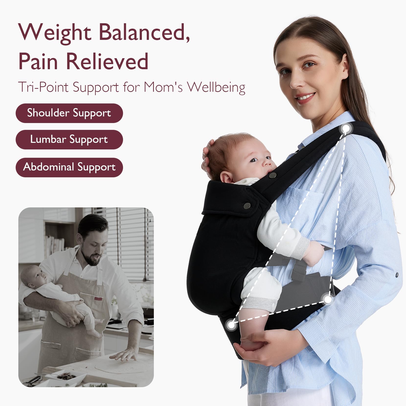 momcozy-purehug-ergonomic-baby-carrier-front-facing-7-45-lbs-black image 2